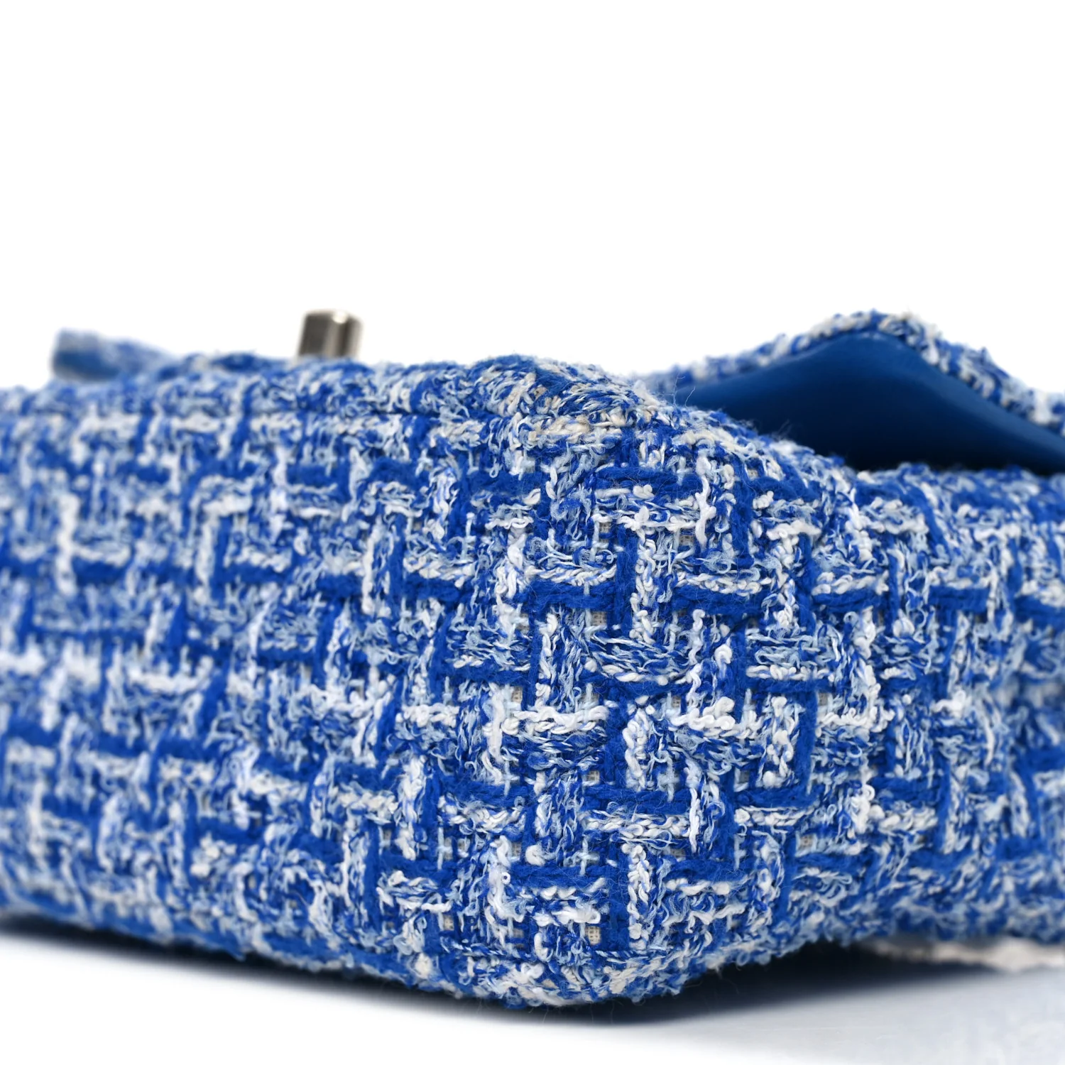 Tweed Quilted Mini Rectangular Flap Blue White - Image 10