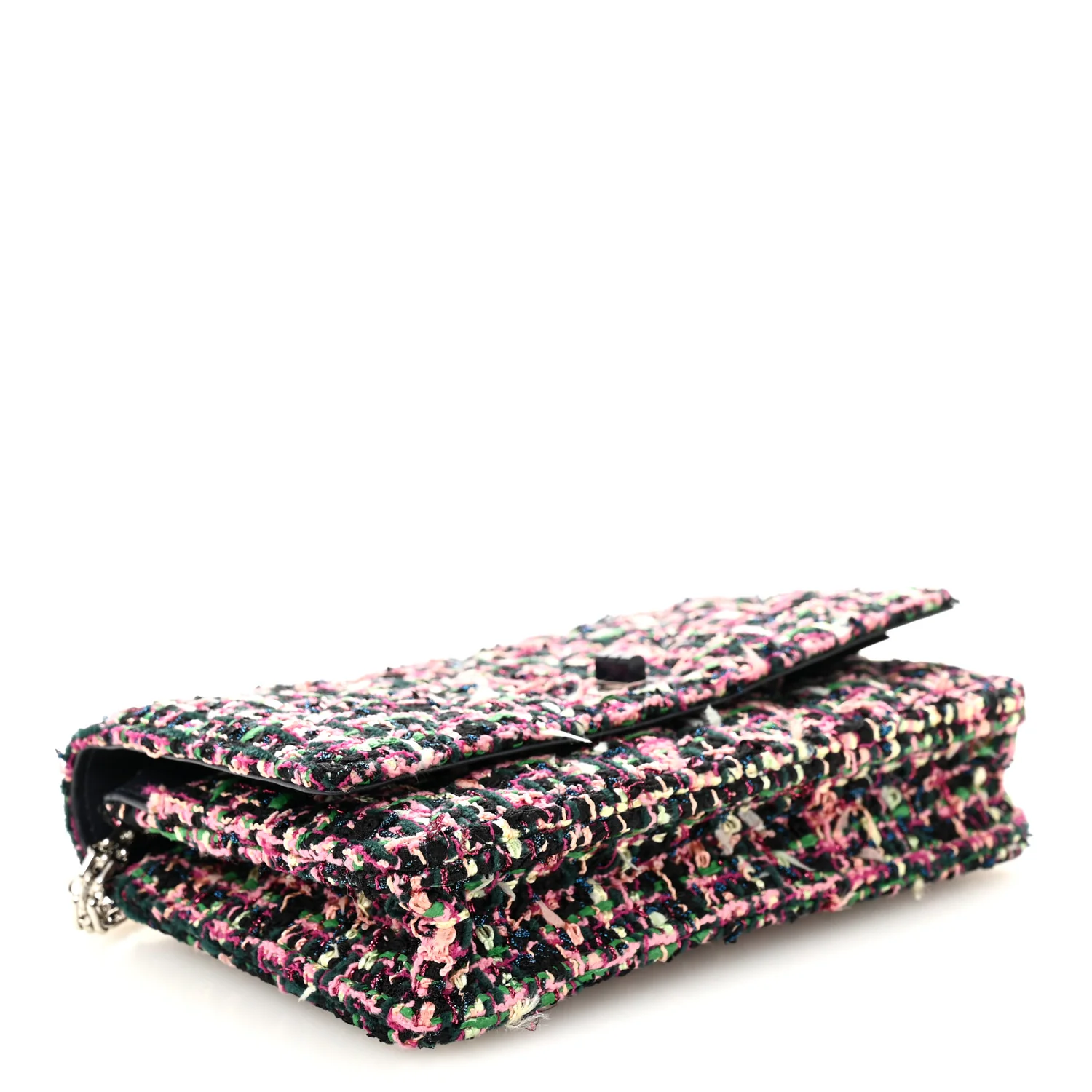 Tweed Quilted Reissue Wallet On Chain WOC Pink Multicolor - Image 4
