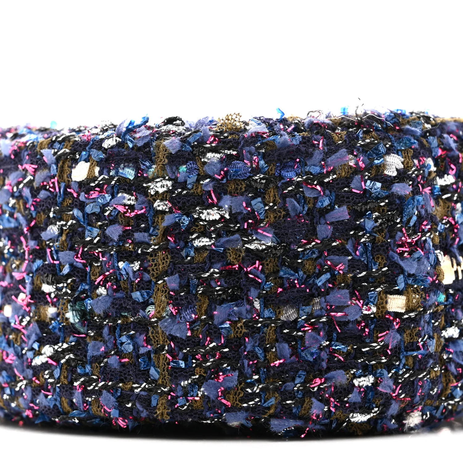 Tweed Quilted Round Clutch With Chain Multicolor - Image 10