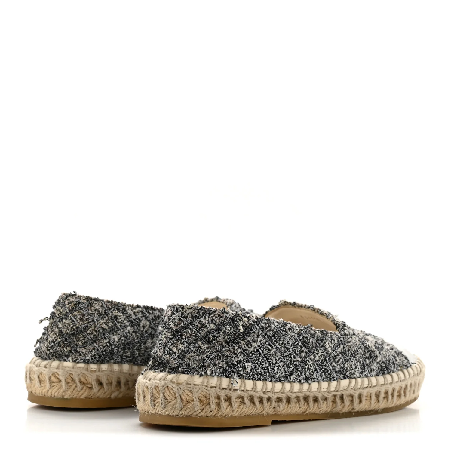 Tweed Sequin CC Espadrilles 37 Black White - Image 5