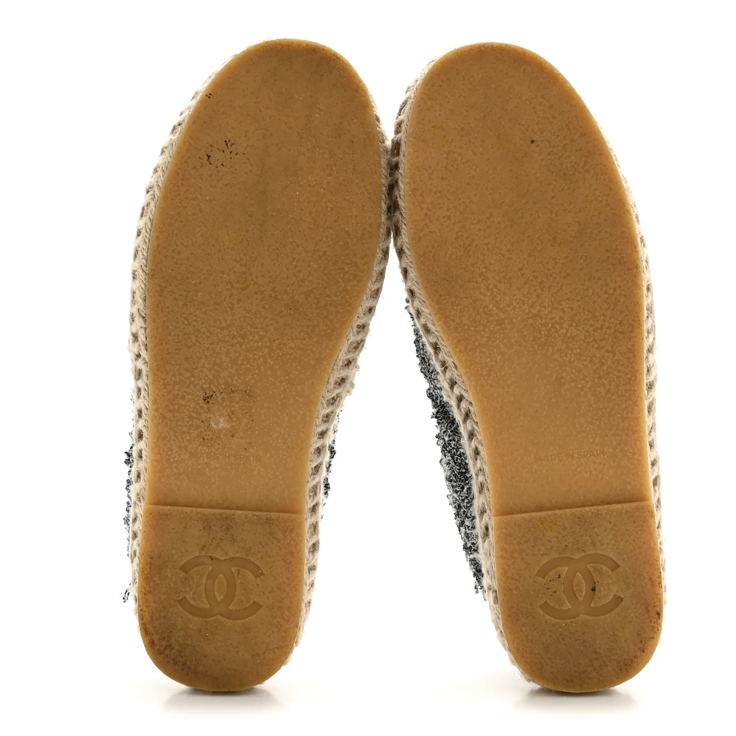 Tweed Sequin CC Espadrilles 37 Black White - Image 6