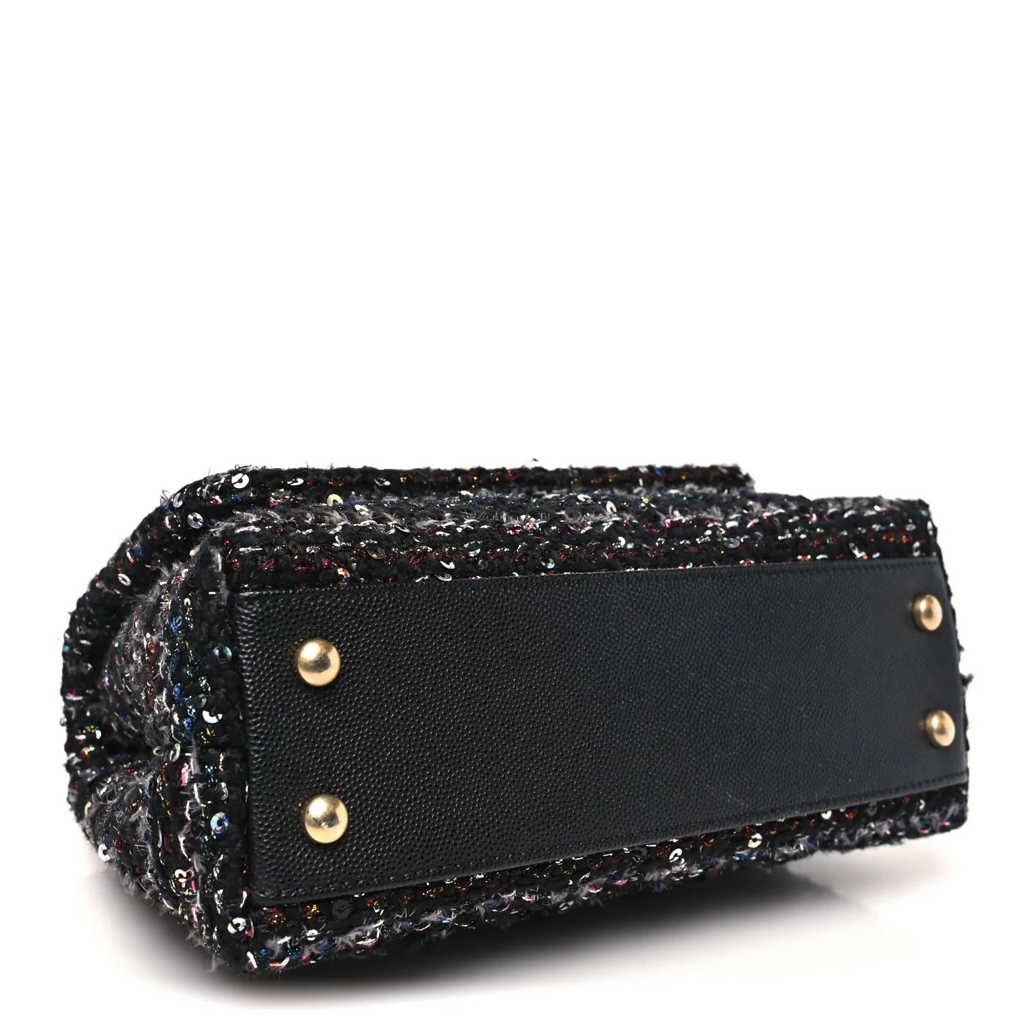 Tweed Sequin Mini Coco Handle Flap Black - Image 4