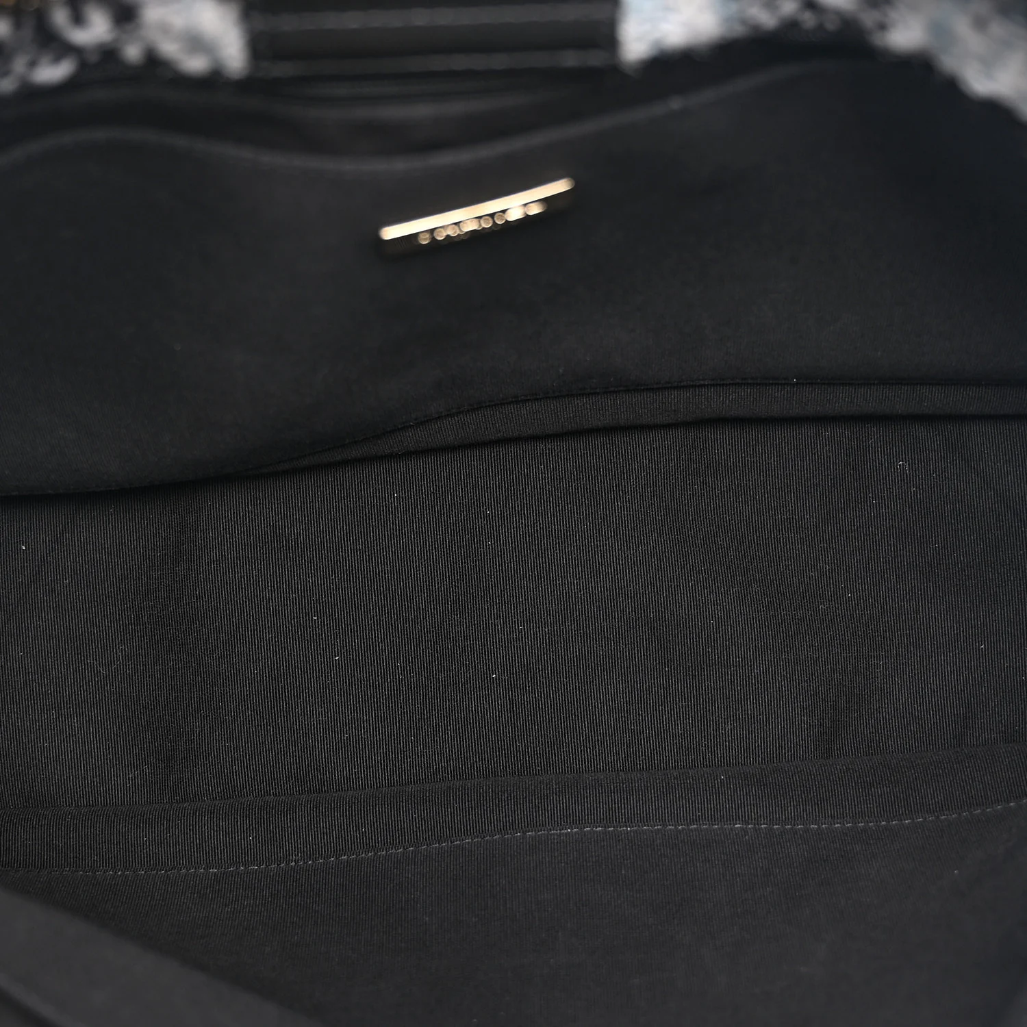 Tweed Shearling Quilted Lambskin Shopping Tote  Black Grey - Image 5
