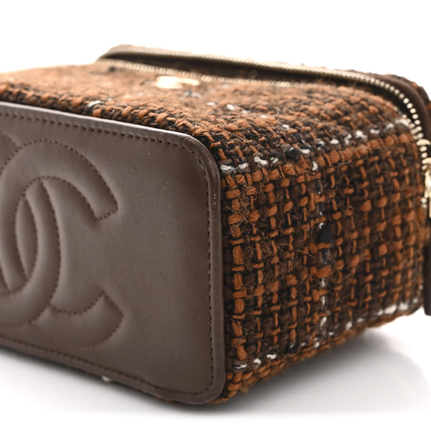Tweed Small Top Handle Vanity Case With Chain Brown Multicolor - Image 12