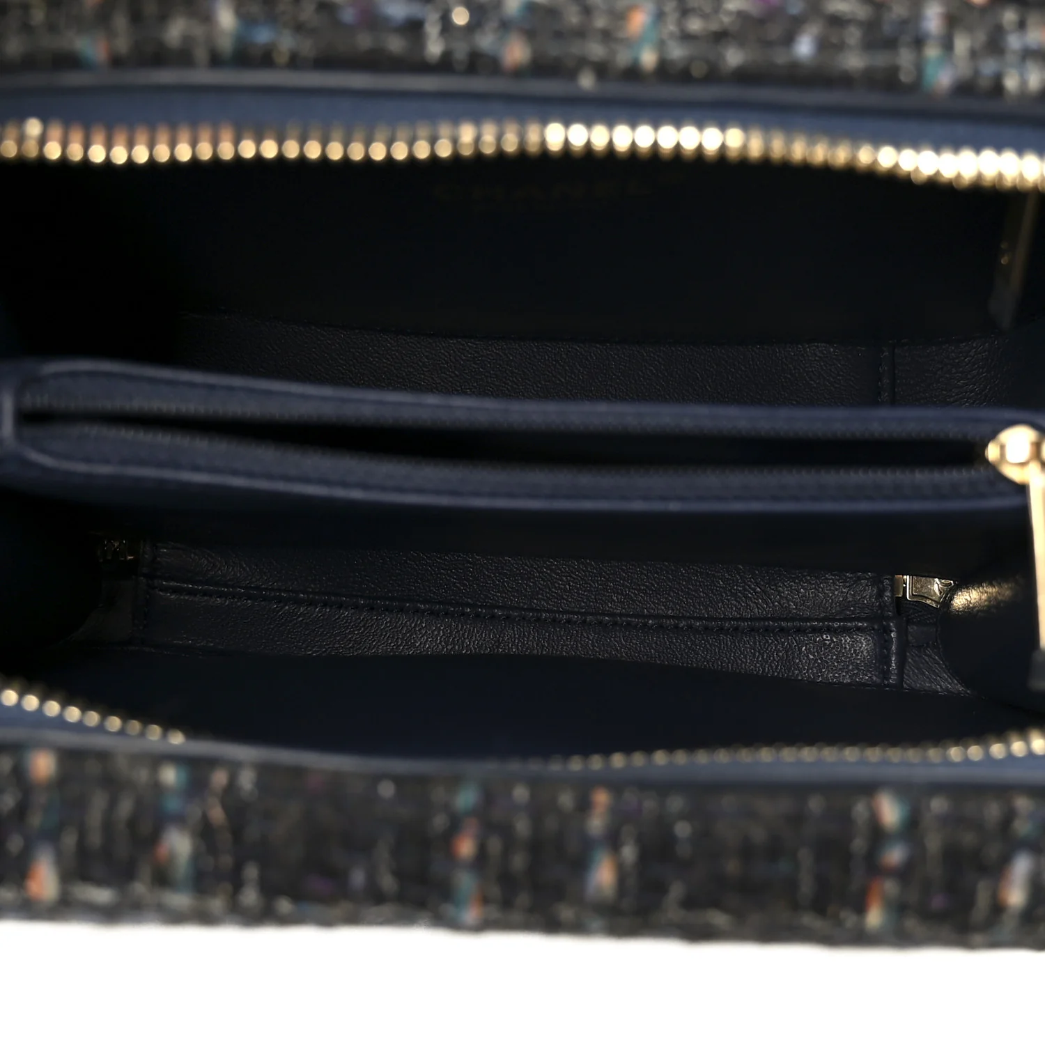 Tweed Snakeskin Quilted Medium CC Filigree Vanity Case Dark Navy - Image 5