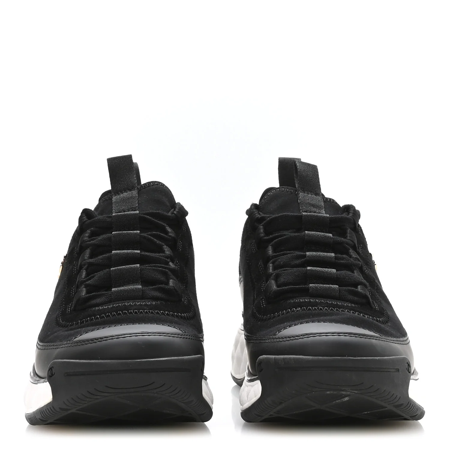 Velvet Calfskin Mixed Fibers CC Sneakers 37.5 Black - Image 3
