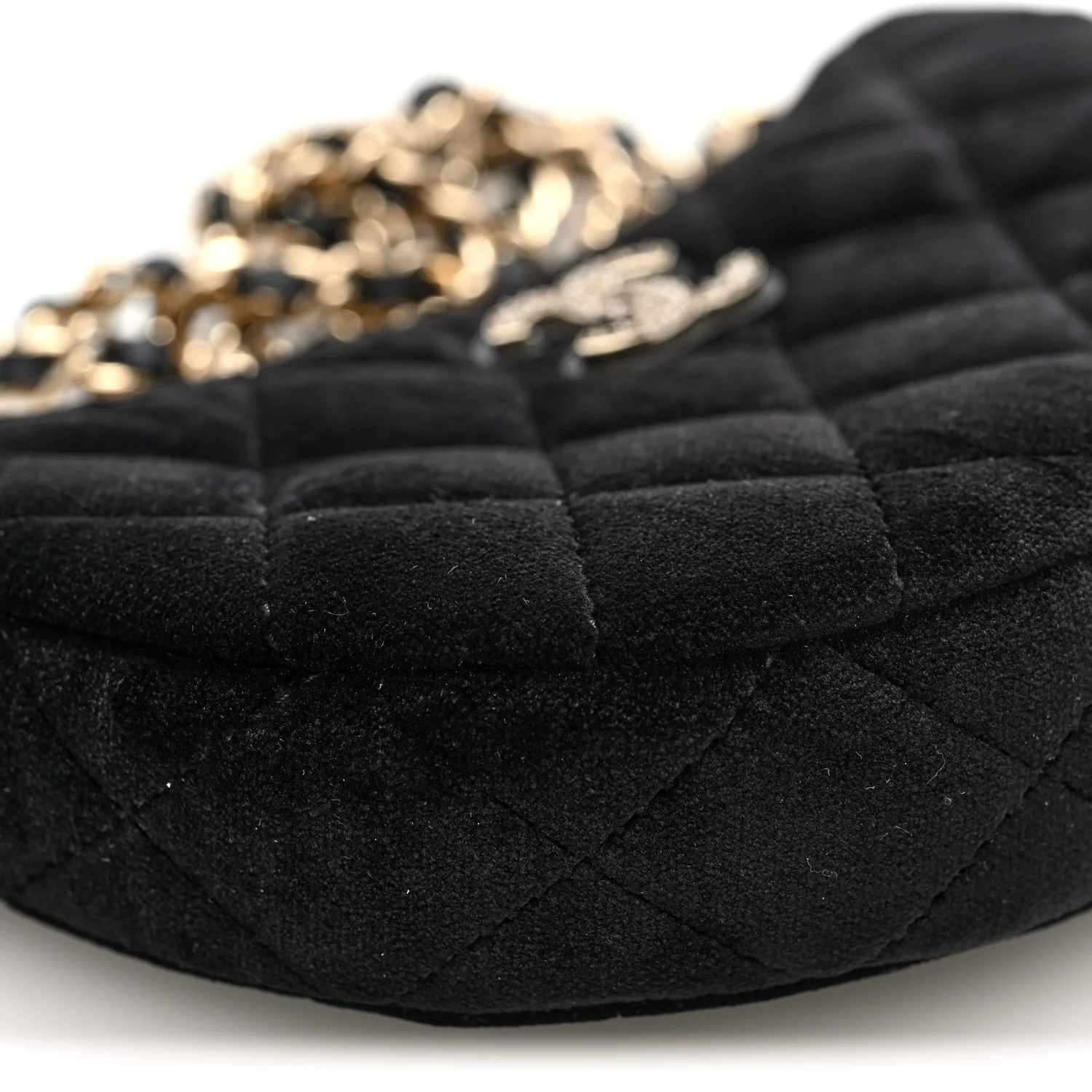 Velvet Crystal Quilted Chain Hobo Black - Image 10