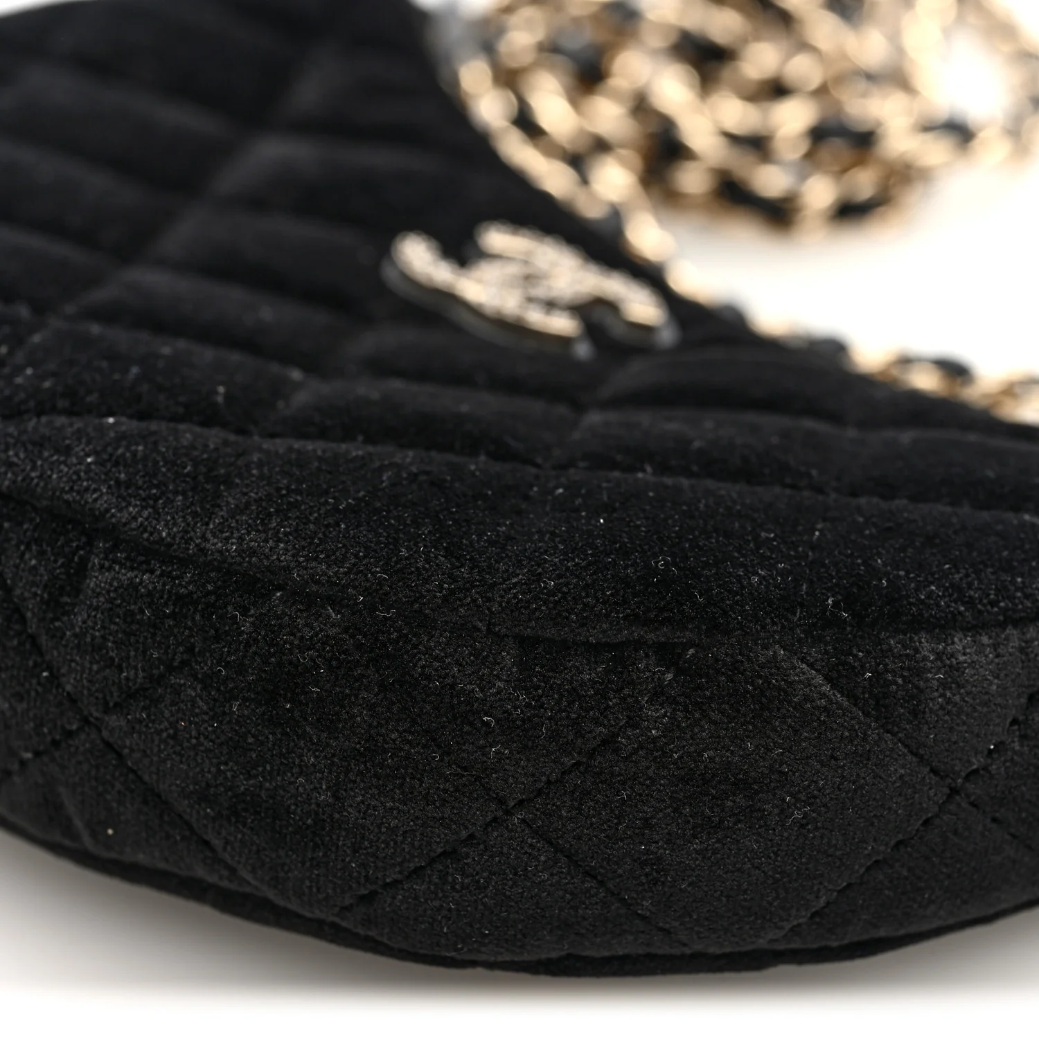 Velvet Crystal Quilted Chain Hobo Black - Image 11