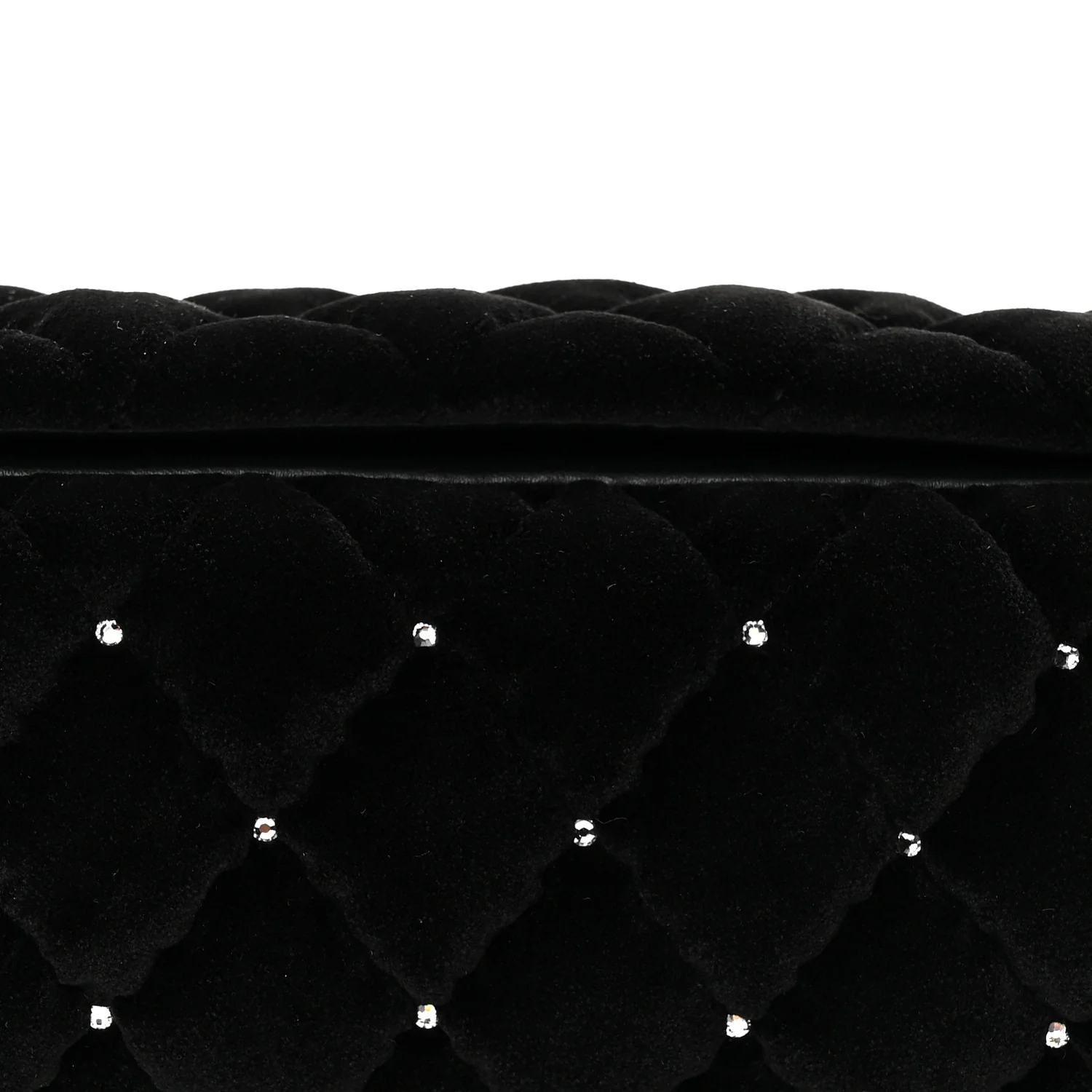 Velvet Diamanté Quilted Wristlet Clutch Black - Image 8
