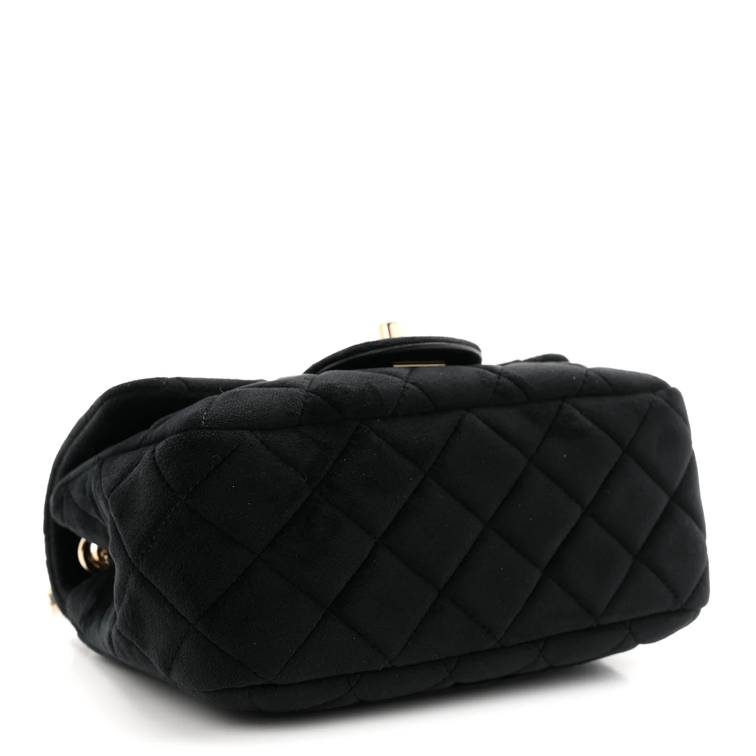 Velvet Quilted Mini Square Pearl Crush Flap Black - Image 4