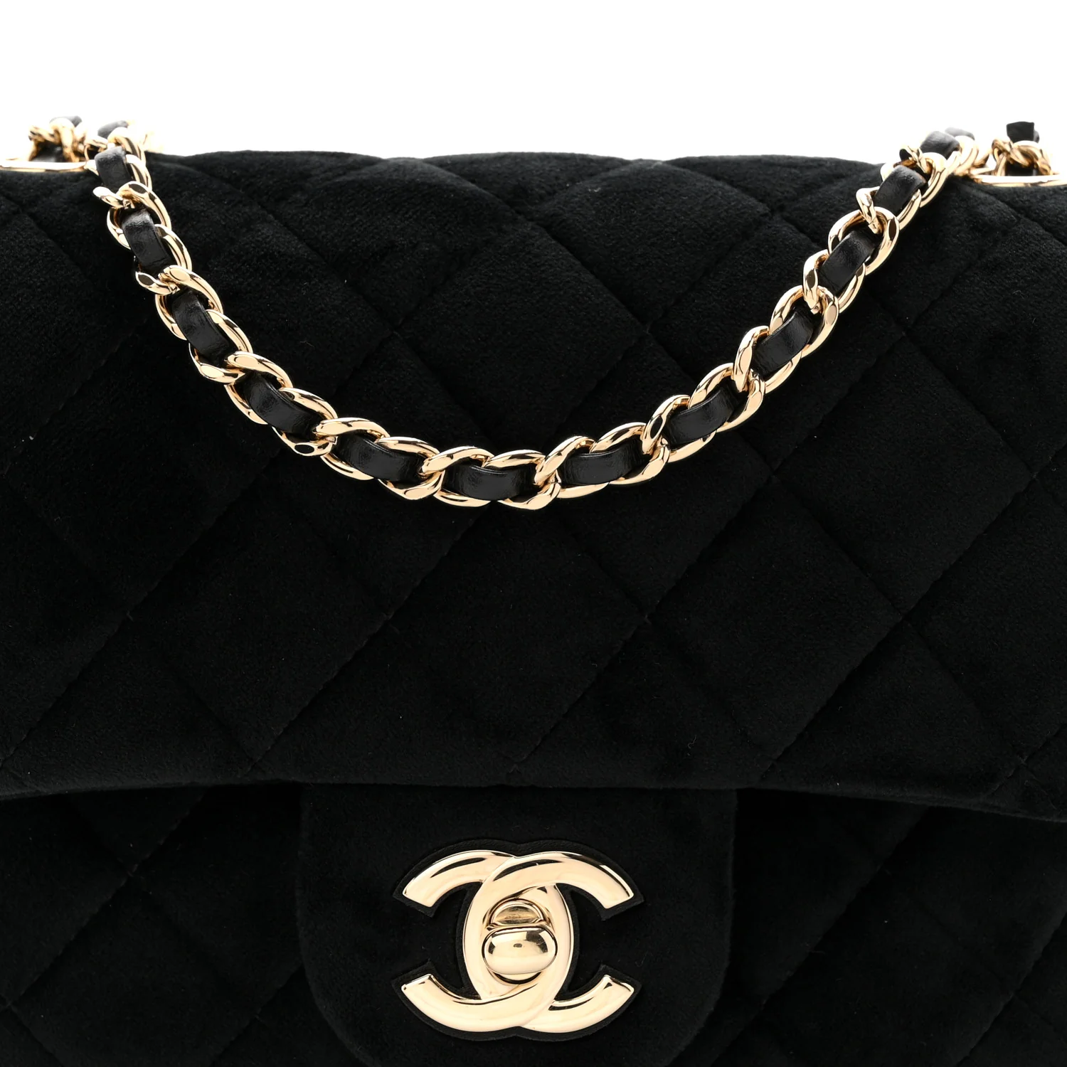 Velvet Quilted Mini Square Pearl Crush Flap Black - Image 8