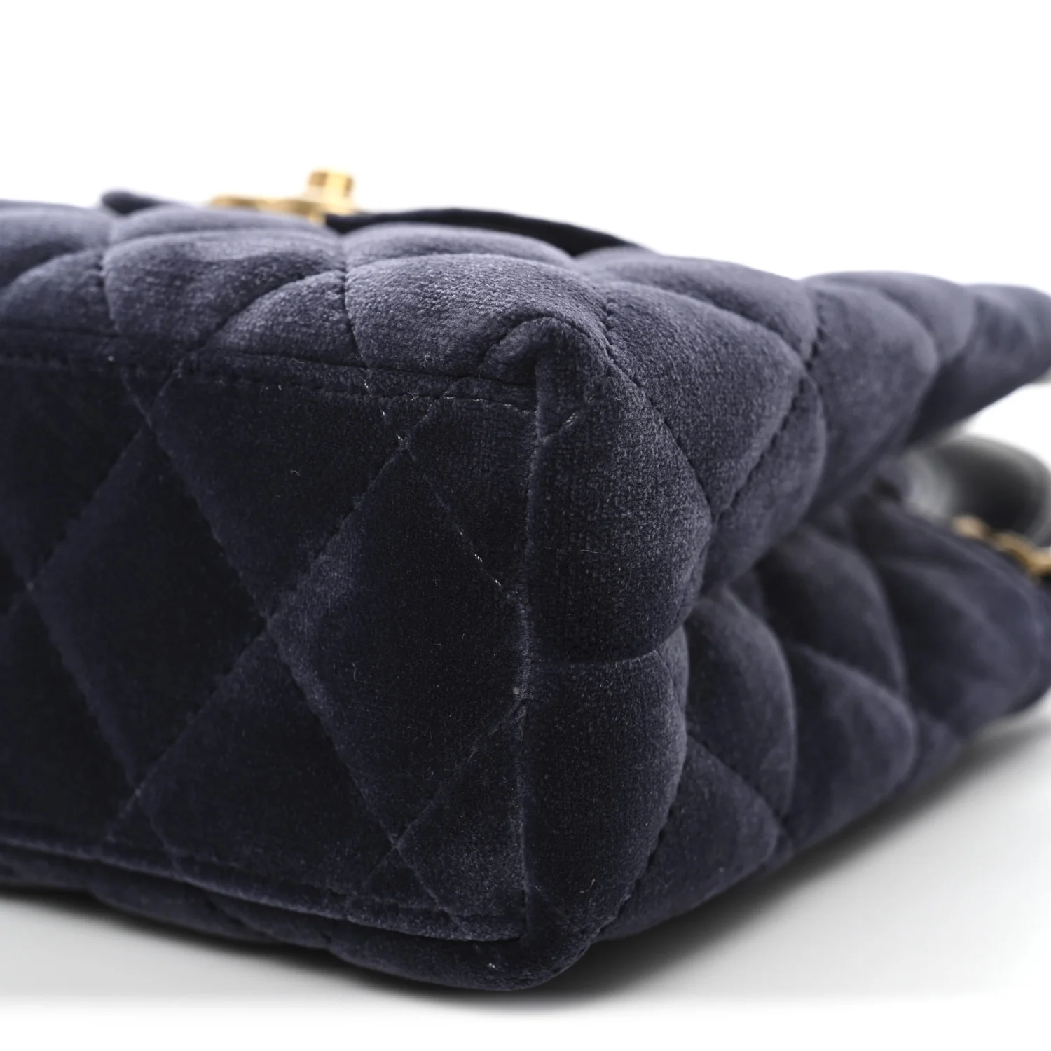 Velvet Quilted Nano Kelly Shopper Navy - Image 10