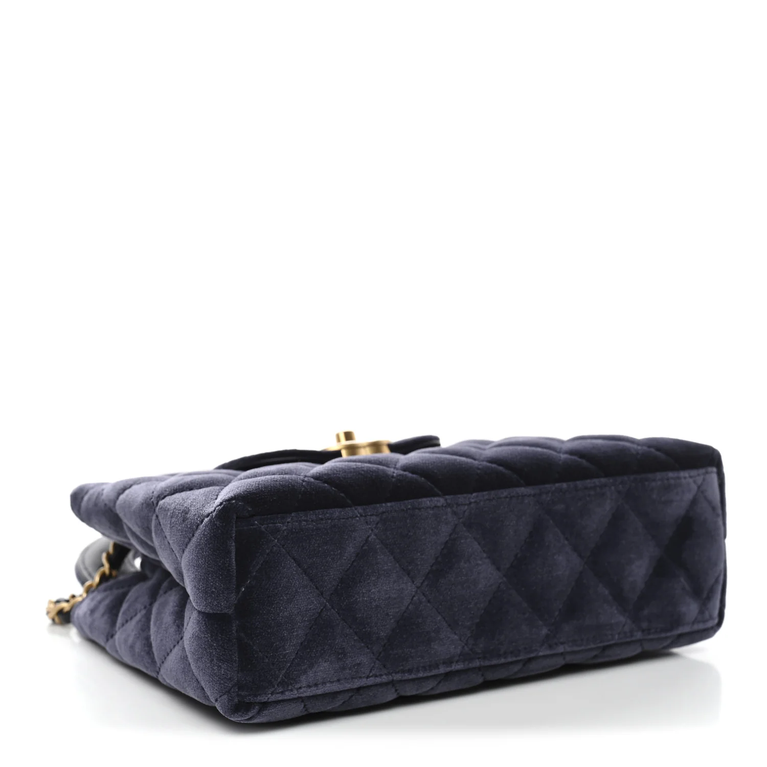 Velvet Quilted Nano Kelly Shopper Navy - Image 4