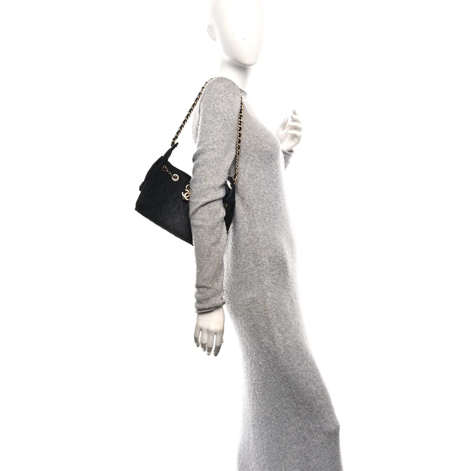 Washed Denim Quilted Mini Chanel 25 Handbag Black - Image 2