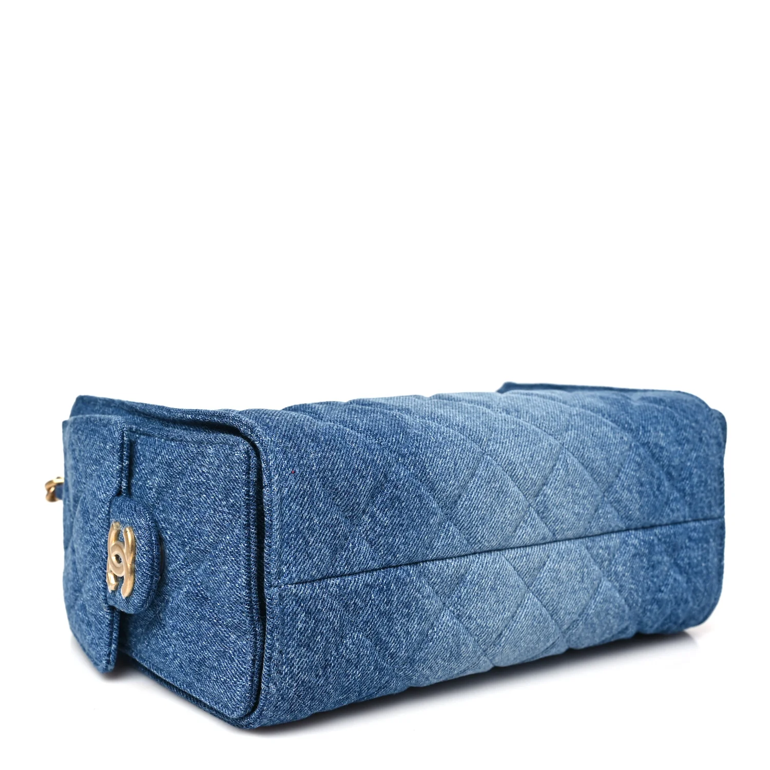 Washed Denim Quilted Mini Chanel 25 Handbag Blue - Image 4