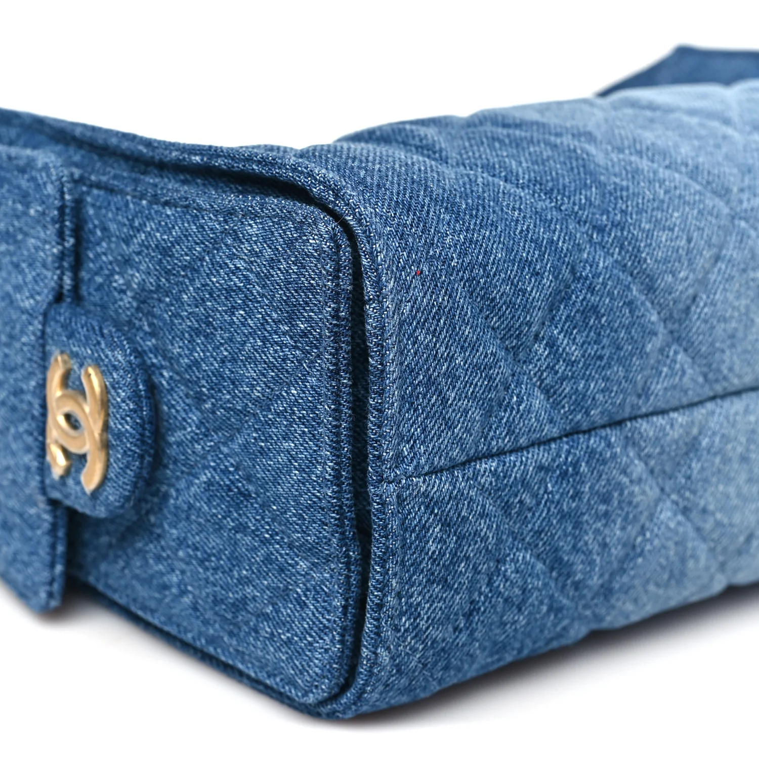 Washed Denim Quilted Mini Chanel 25 Handbag Blue - Image 9