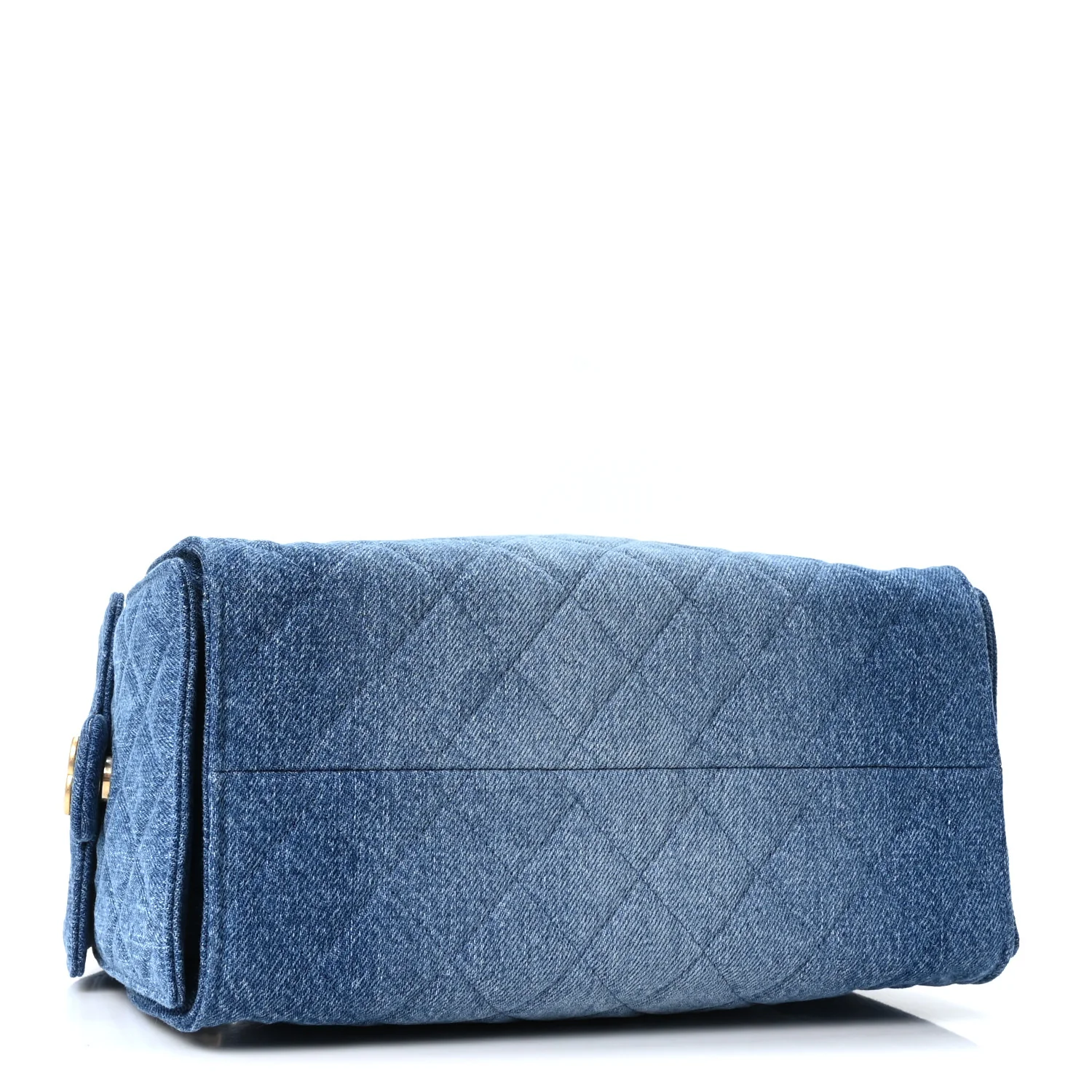 Washed Denim Quilted Small Chanel 25 Handbag Blue - Image 4