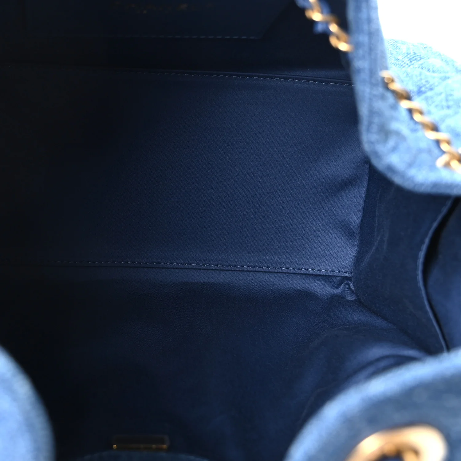 Washed Denim Quilted Small Chanel 25 Handbag Blue - Image 5
