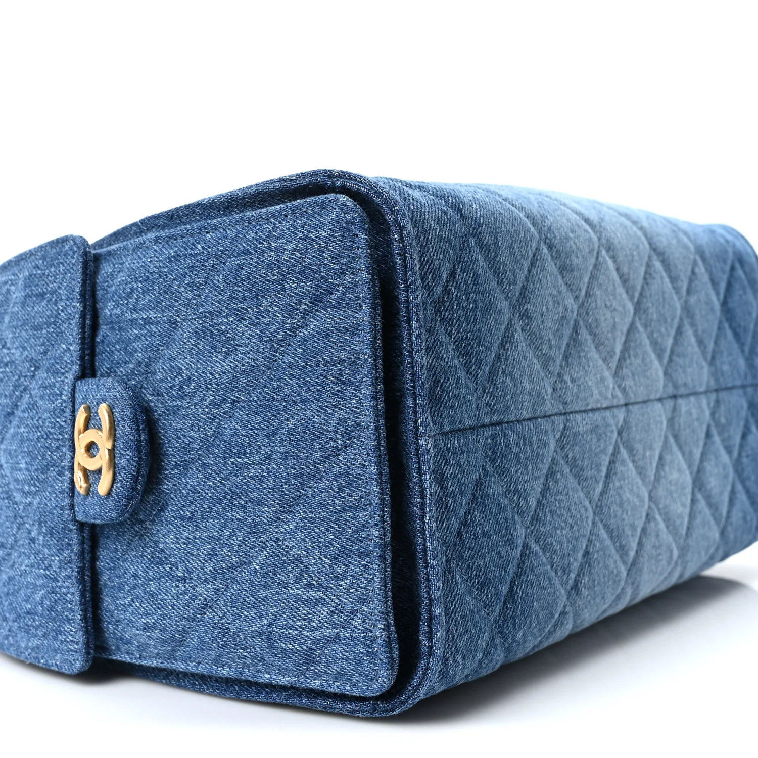 Washed Denim Quilted Small Chanel 25 Handbag Blue - Image 9