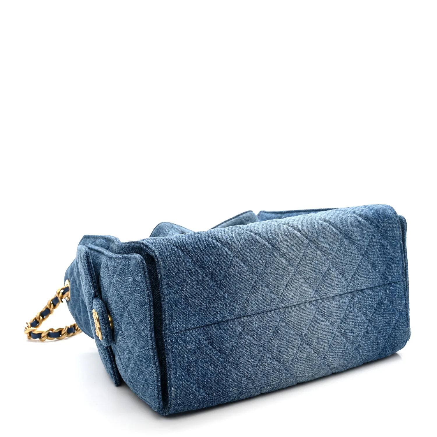 Washed Denim Quilted Small Chanel 25 Handbag Blue - Image 4