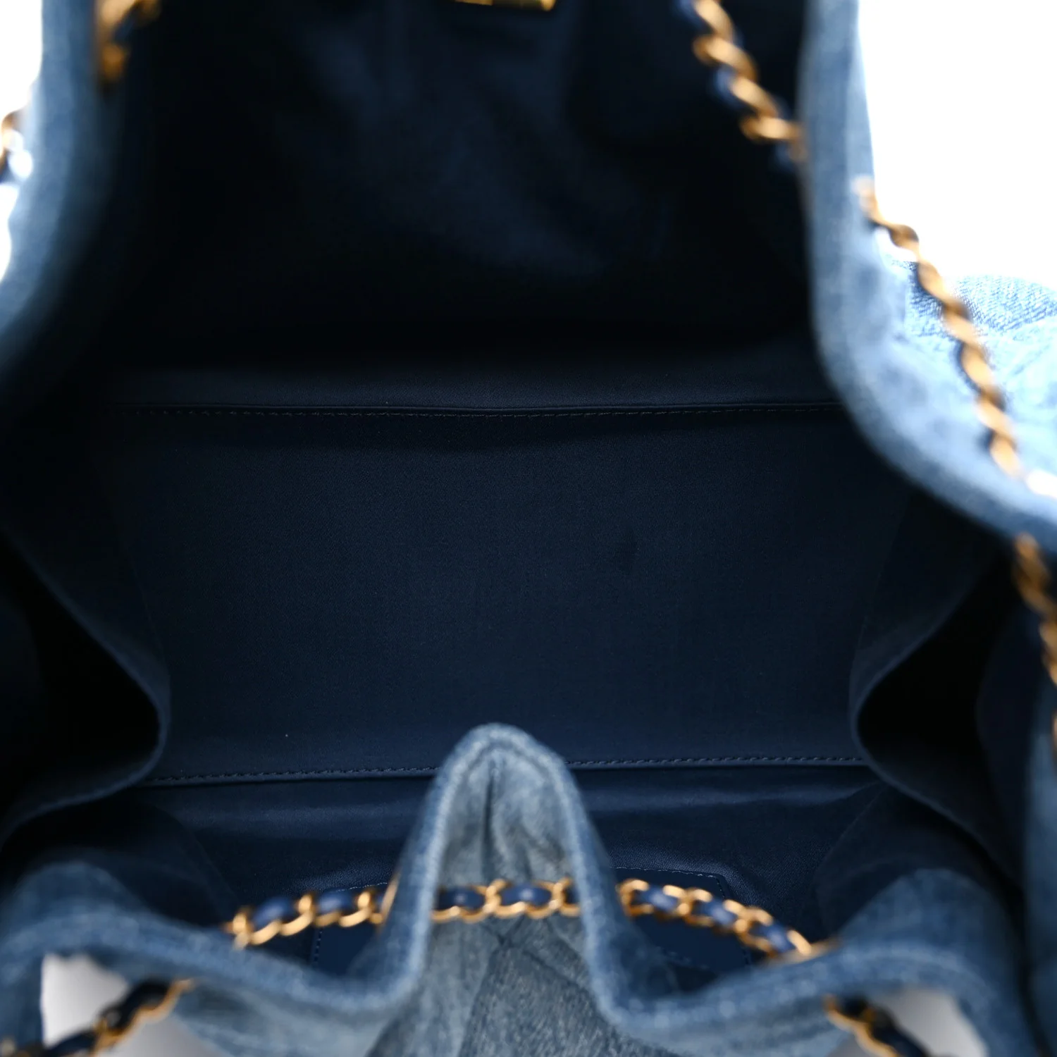 Washed Denim Quilted Small Chanel 25 Handbag Blue - Image 5