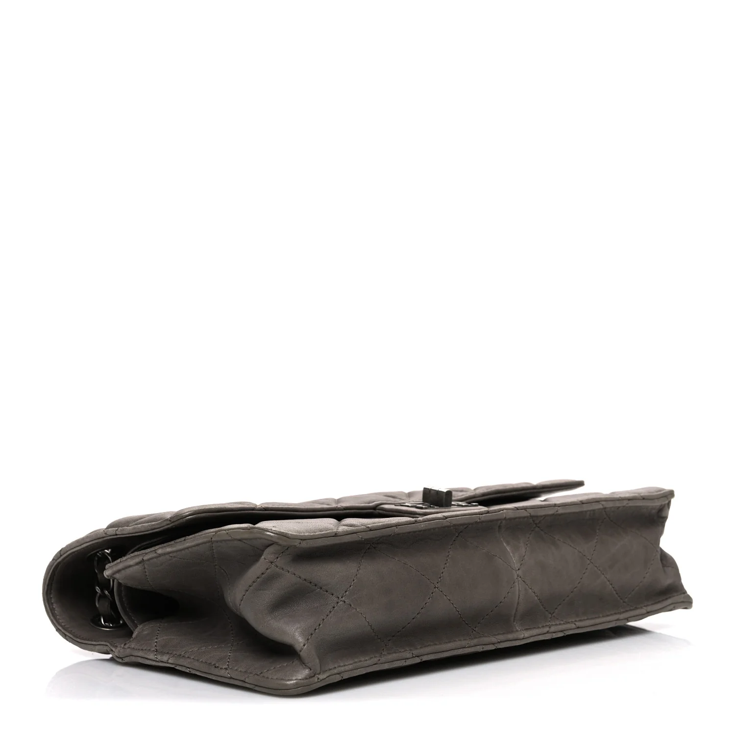 Washed Lambskin Jumbo Take Away Flap Grey - Image 4