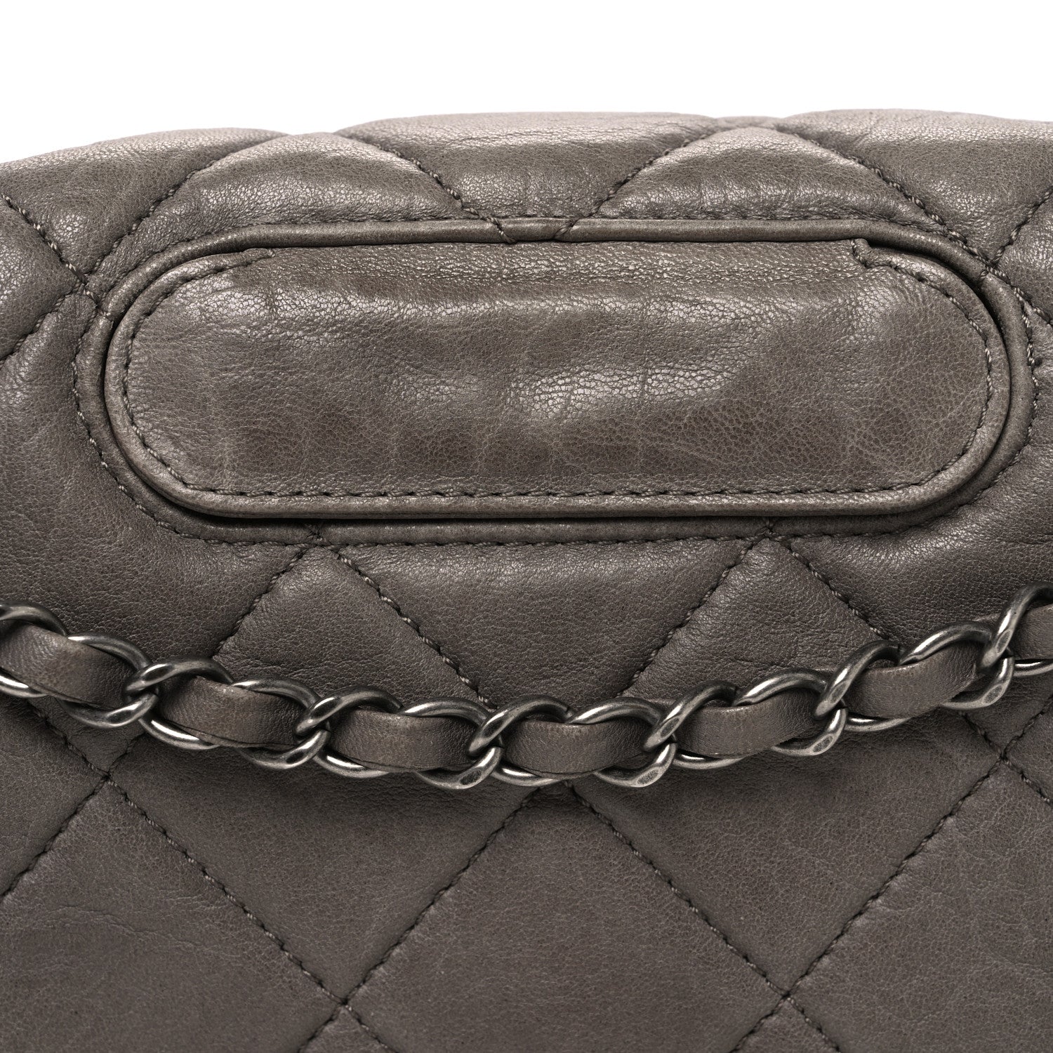 Washed Lambskin Jumbo Take Away Flap Grey - Image 8