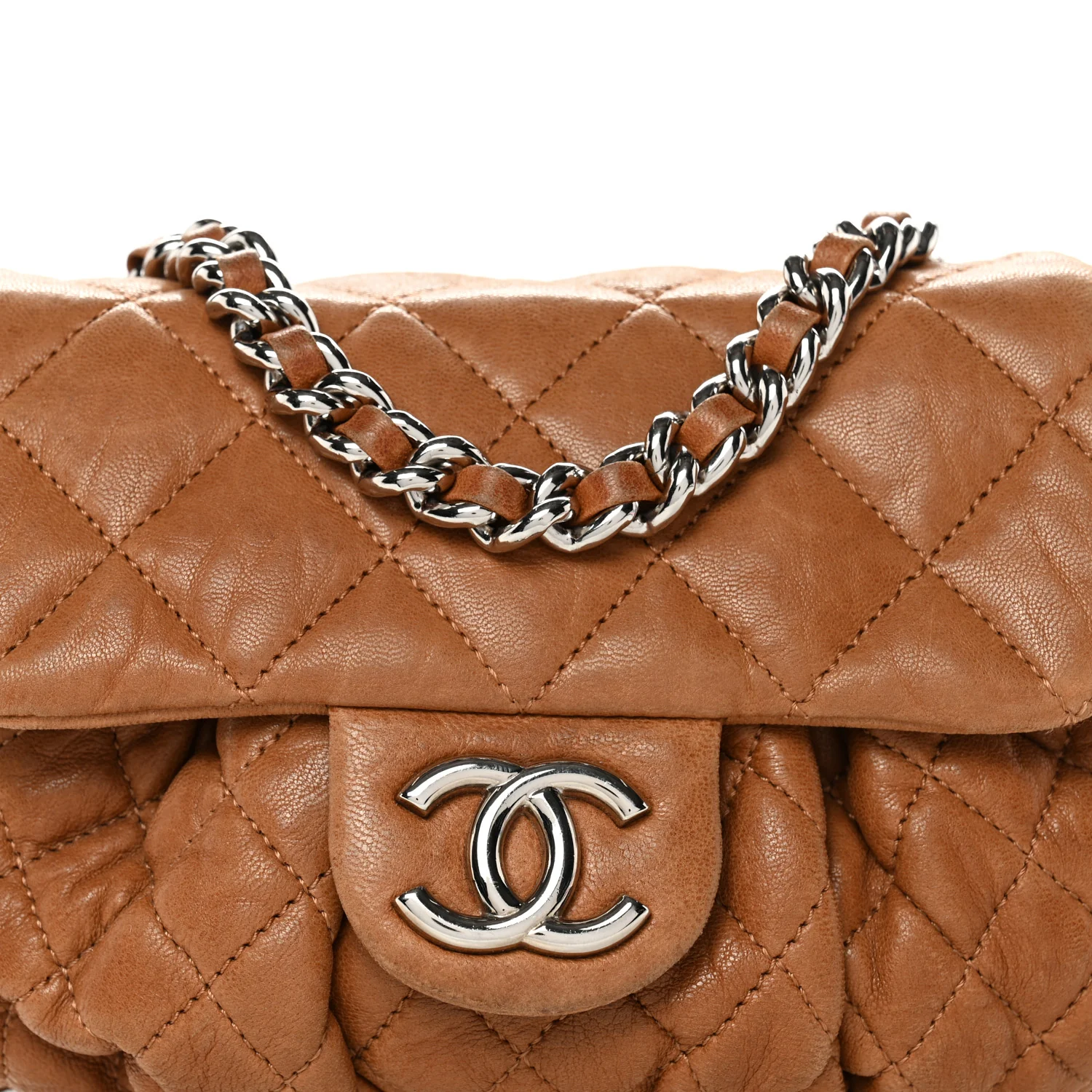 Washed Lambskin Mini Chain Around Messenger Brown - Image 8