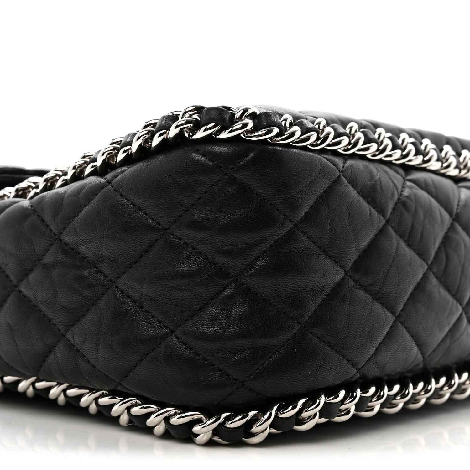 Washed Lambskin Quilted Maxi Chain Around Flap Black - Image 9