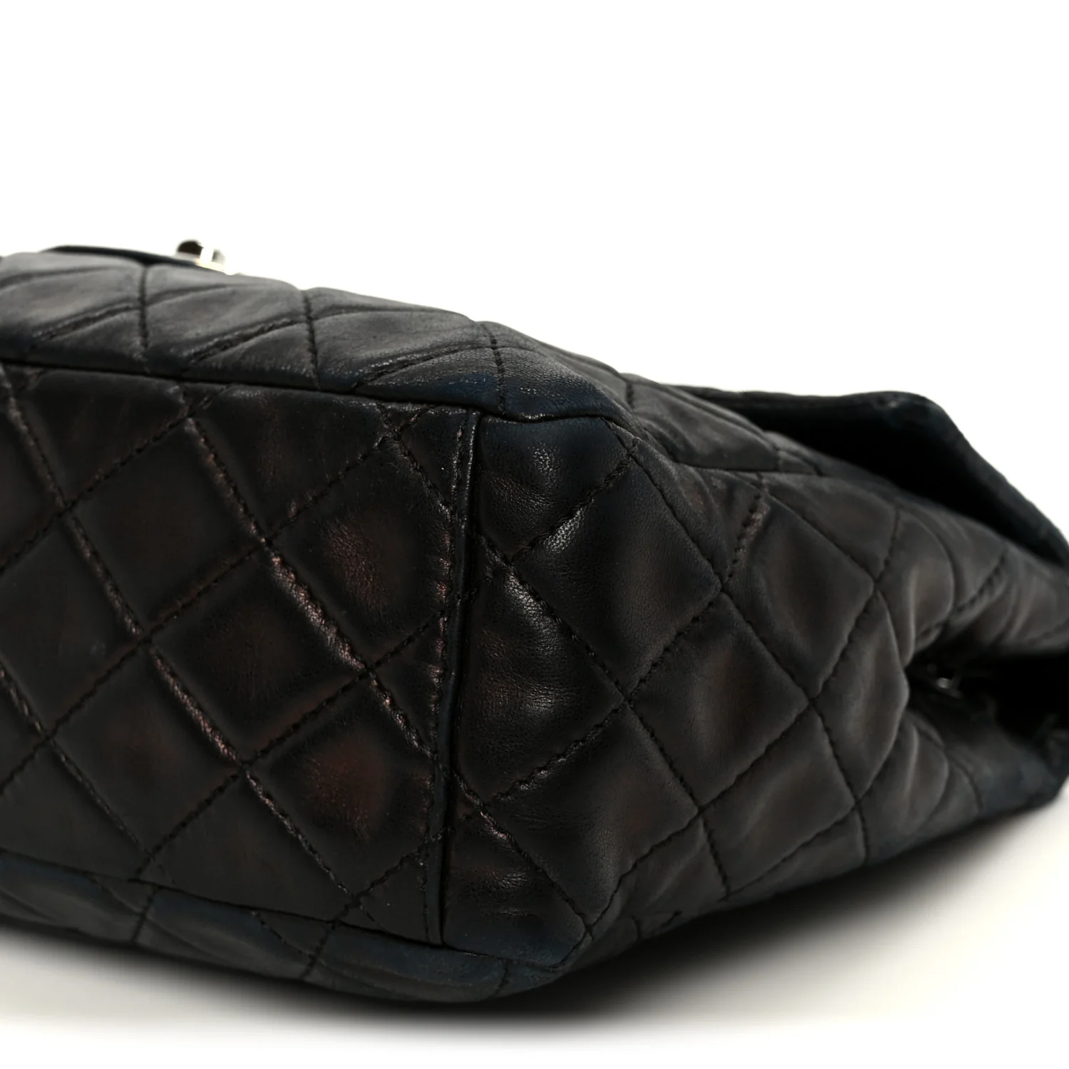 Washed Lambskin Quilted Maxi Single Flap Black - Image 11
