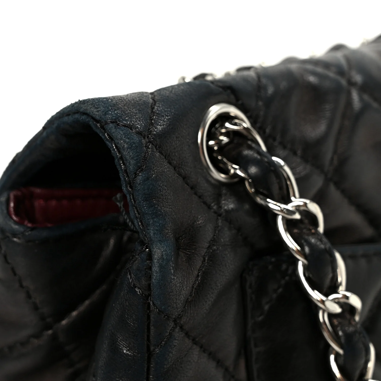 Washed Lambskin Quilted Maxi Single Flap Black - Image 15