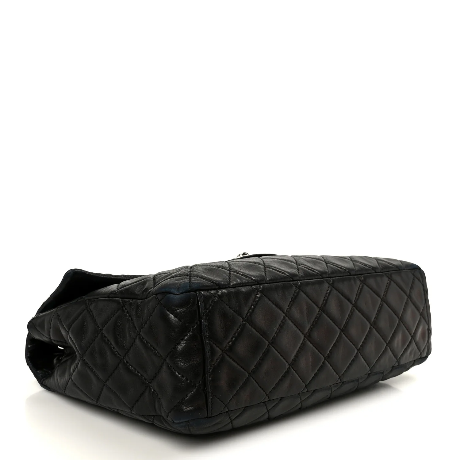 Washed Lambskin Quilted Maxi Single Flap Black - Image 4