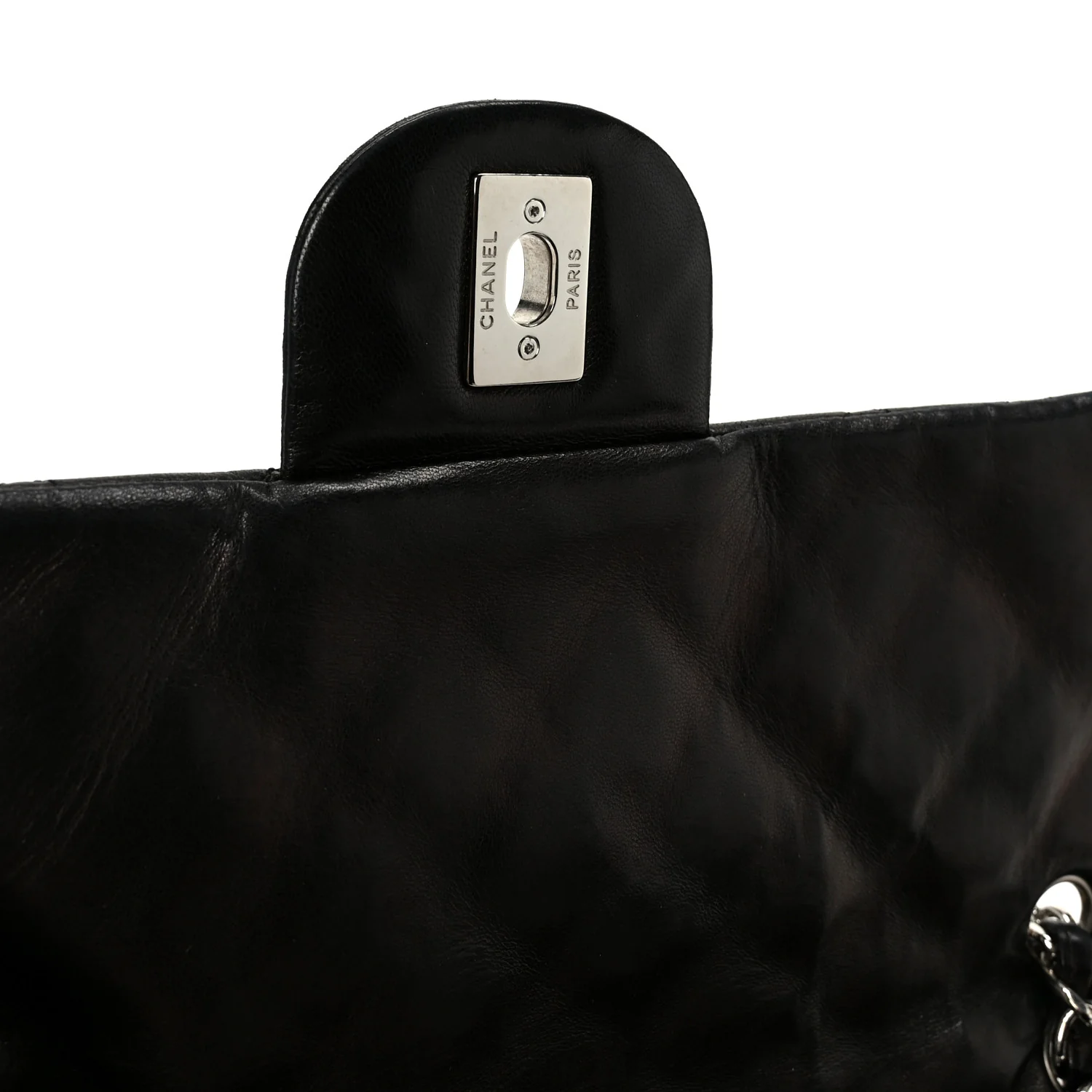 Washed Lambskin Quilted Maxi Single Flap Black - Image 6