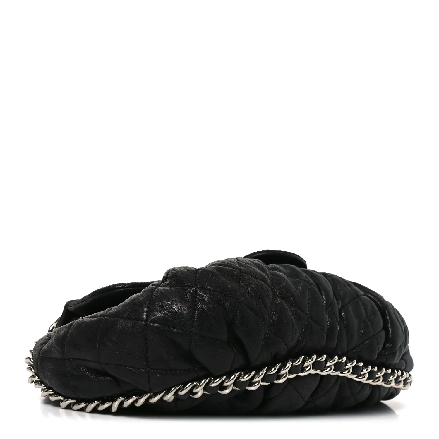 Washed Lambskin Quilted Medium Chain Around Messenger Black - Image 4