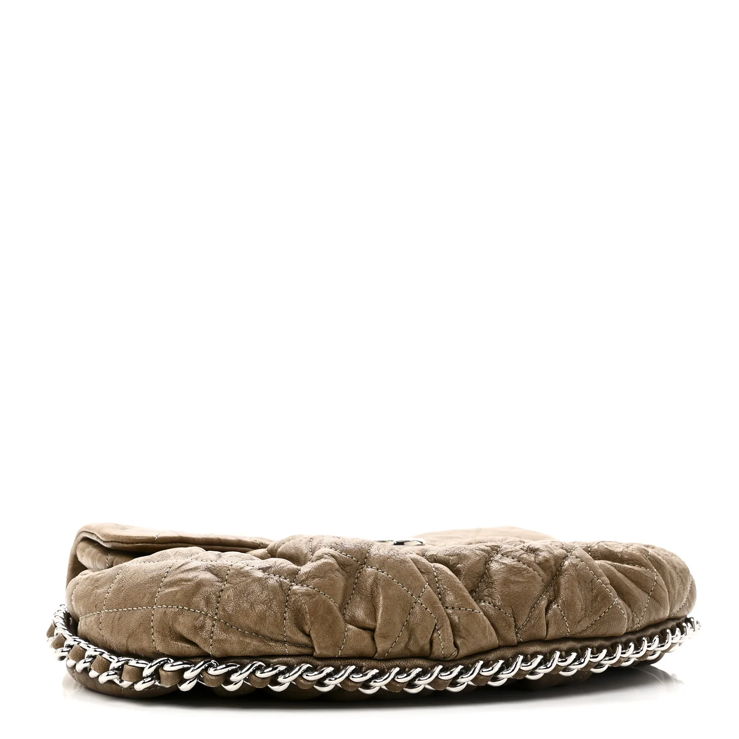 Washed Lambskin Quilted Medium Chain Around Messenger Brown - Image 4