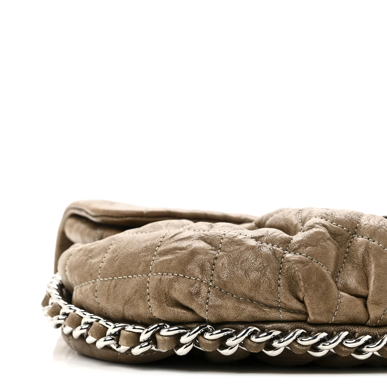 Washed Lambskin Quilted Medium Chain Around Messenger Brown - Image 9