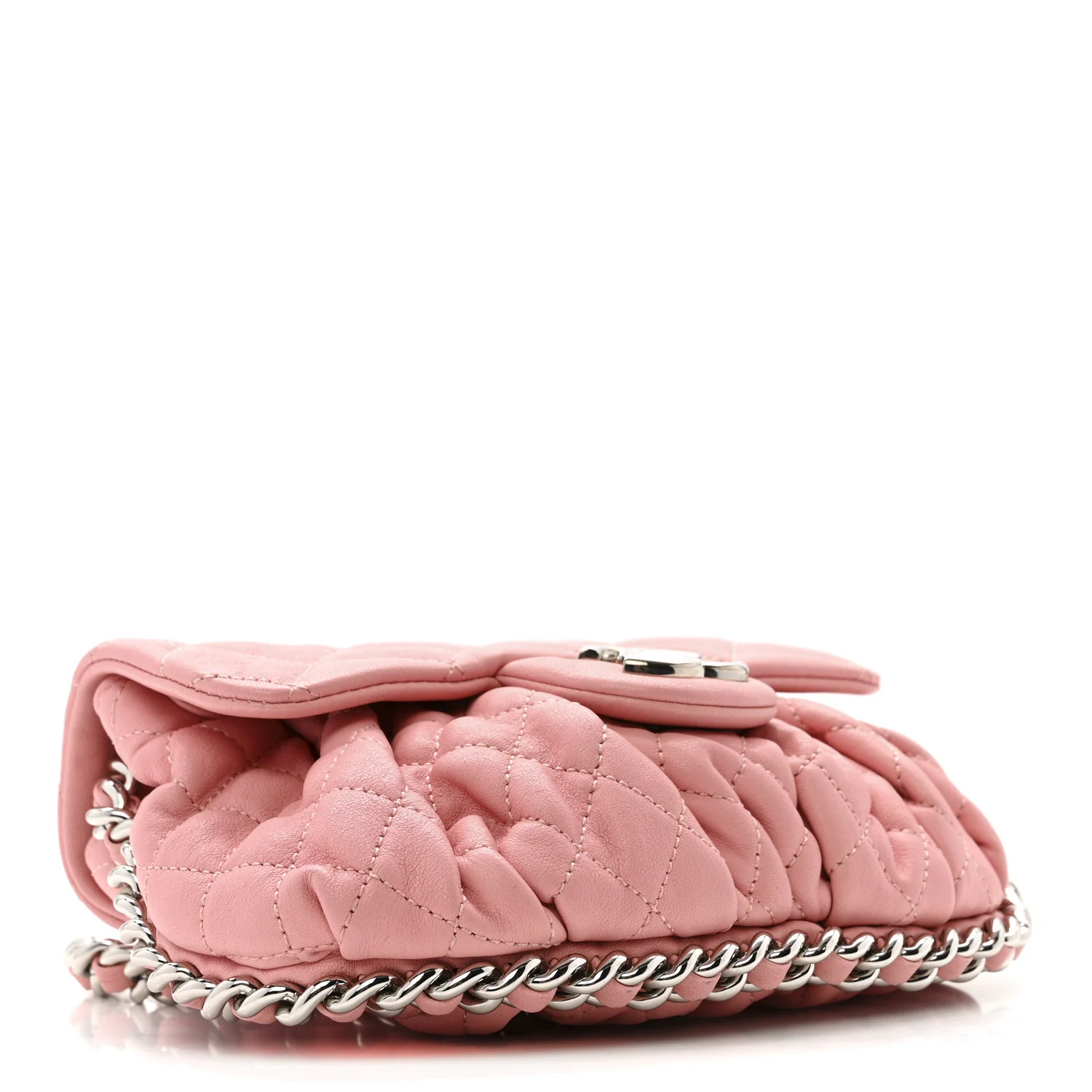 Washed Lambskin Quilted Mini Chain Around Messenger Pink - Image 4