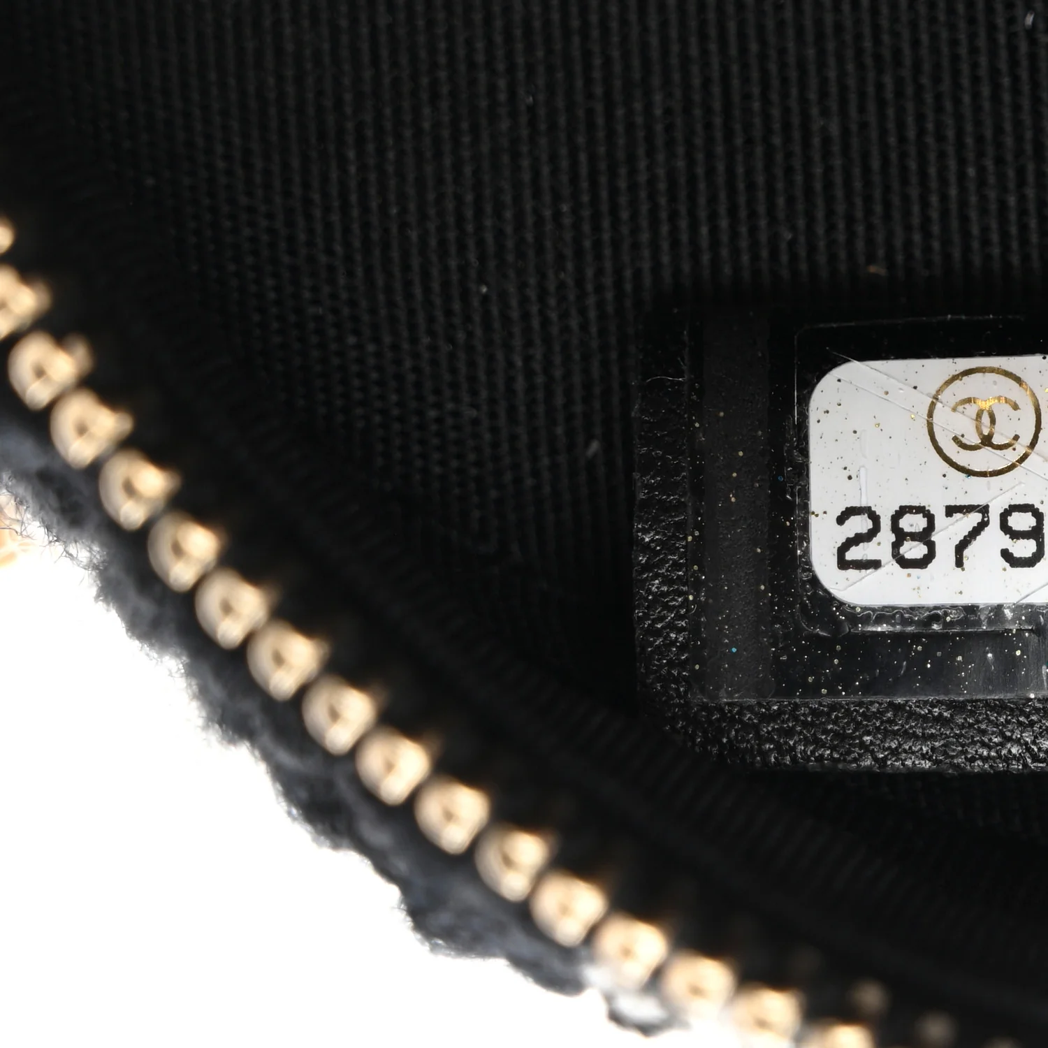 Wool Tweed Lambskin Quilted Chanel 19 Round Clutch With Chain and Coin Purse Black White - Image 7