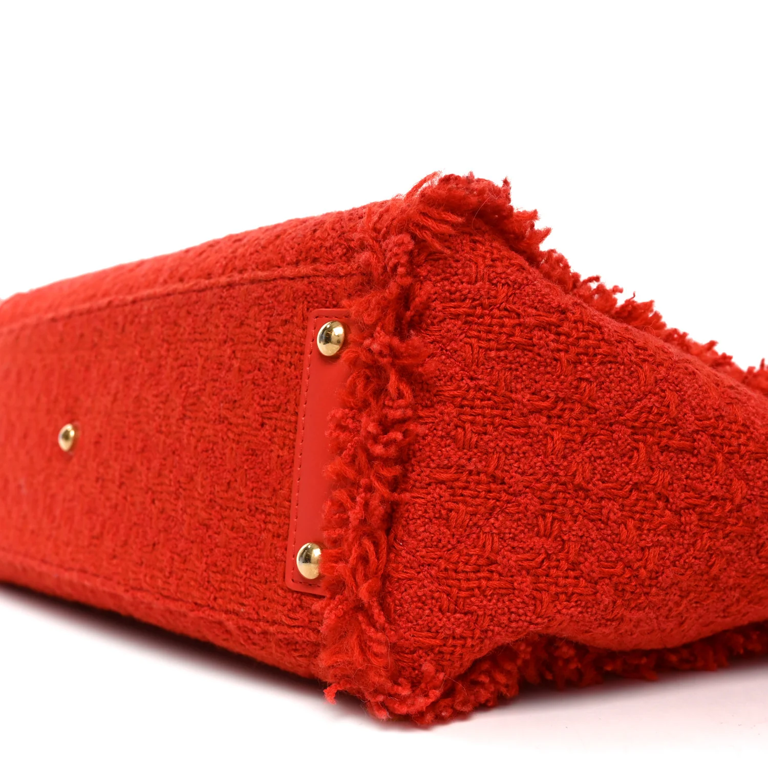 Wool Tweed Large Zipped Shopping Tote Dark Orange - Image 10