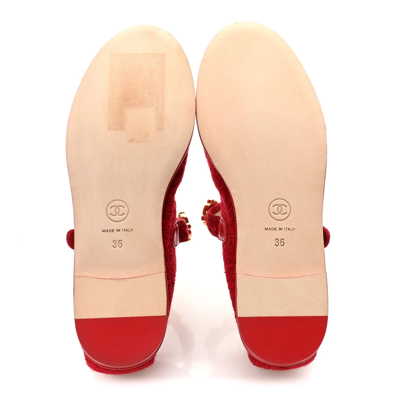 Wool Tweed Patent Mary Jane Flats 36 Red - Image 6