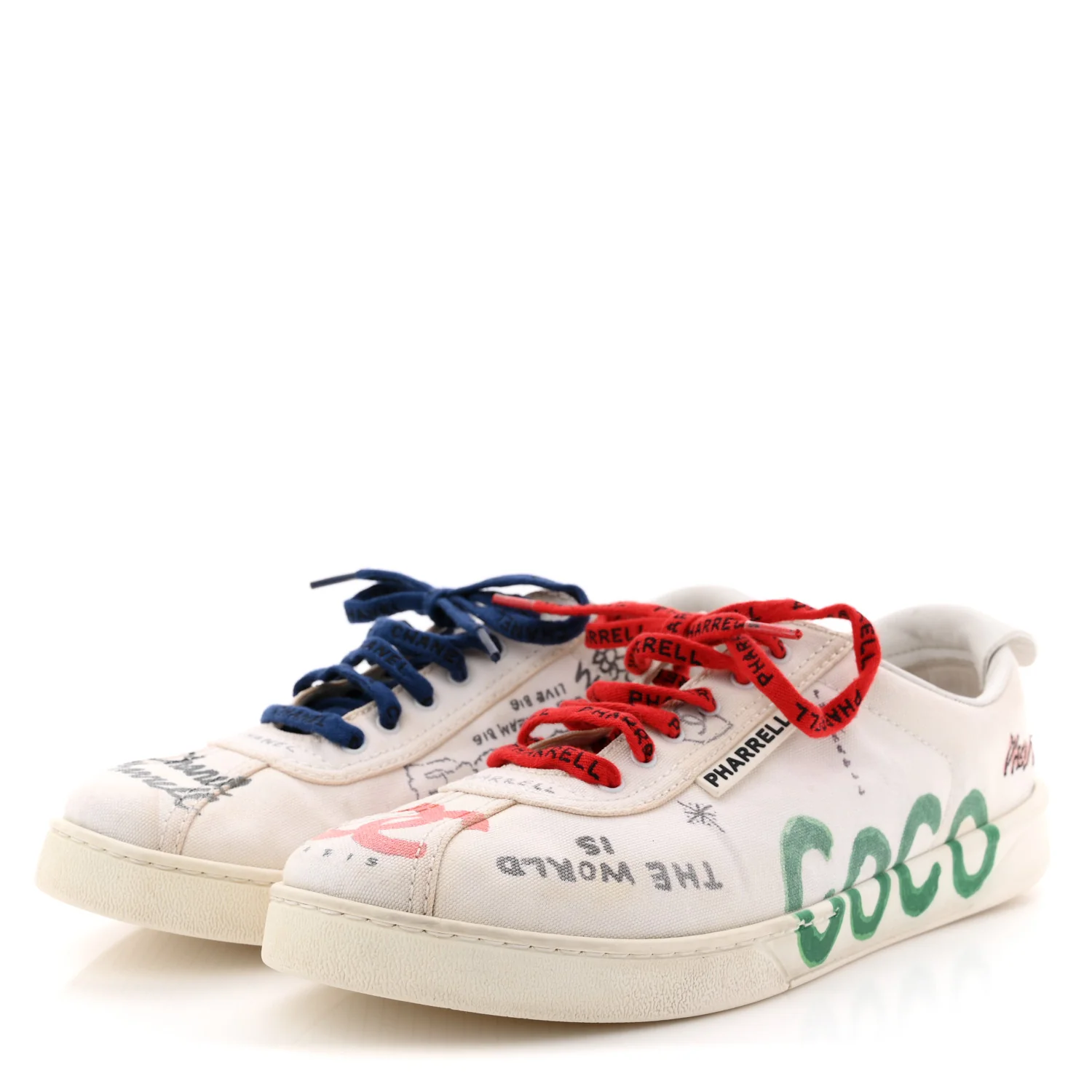 x Pharrell Williams Canvas Mens Sneakers 43 White - Image 4