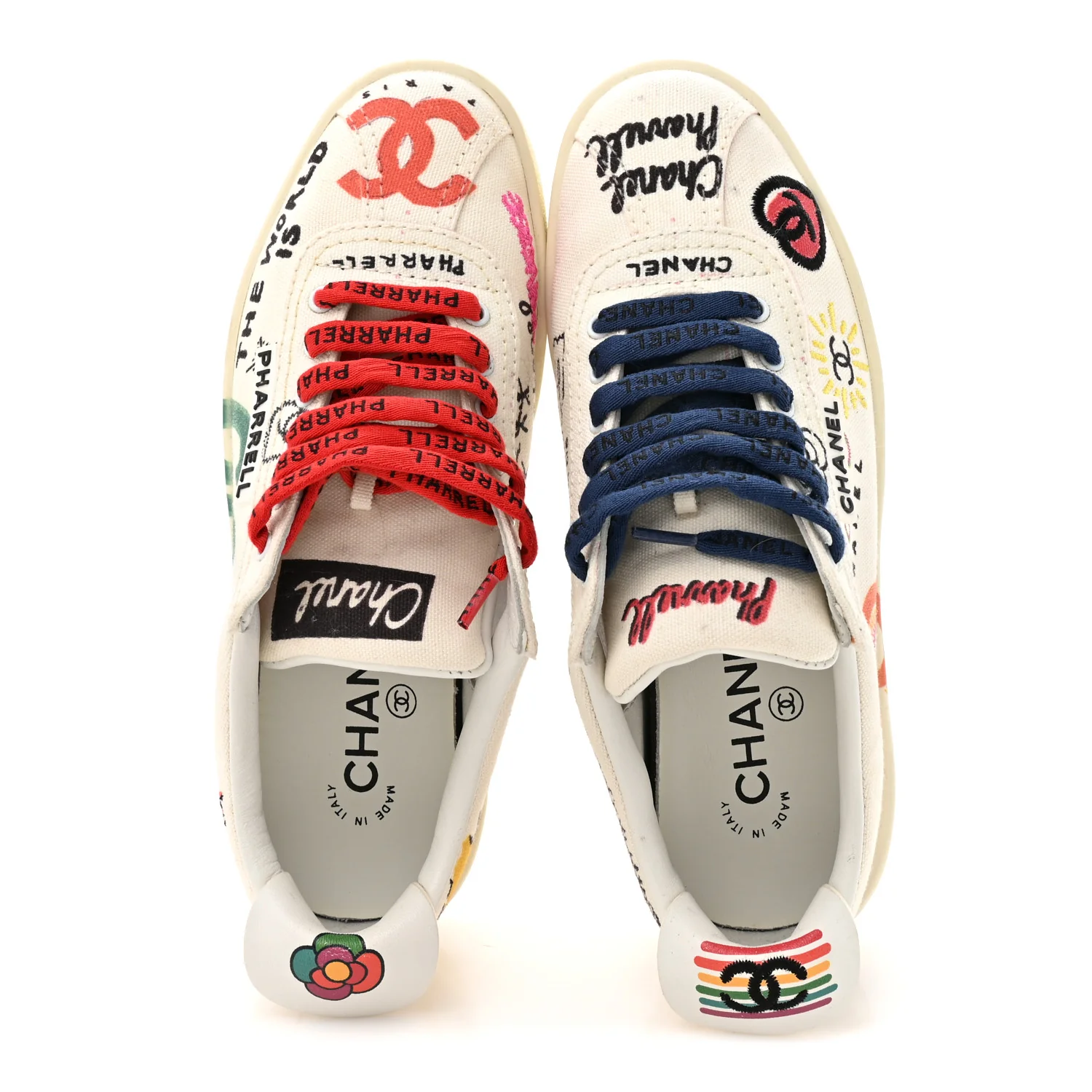 x Pharrell Williams Canvas Womens Sneakers 35 White Multicolor - Image 2
