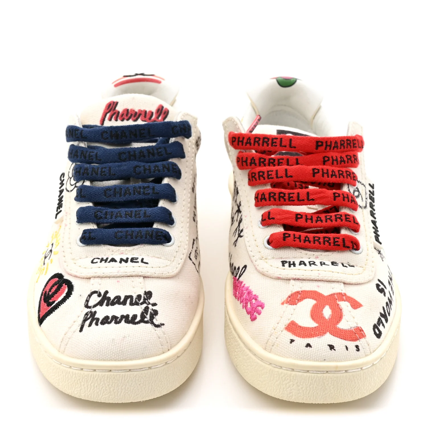 x Pharrell Williams Canvas Womens Sneakers 35 White Multicolor - Image 3