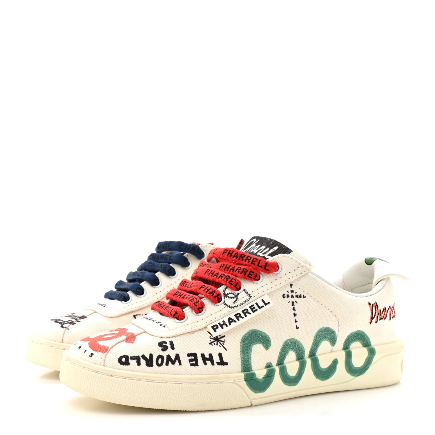 x Pharrell Williams Canvas Womens Sneakers 35 White Multicolor - Image 4