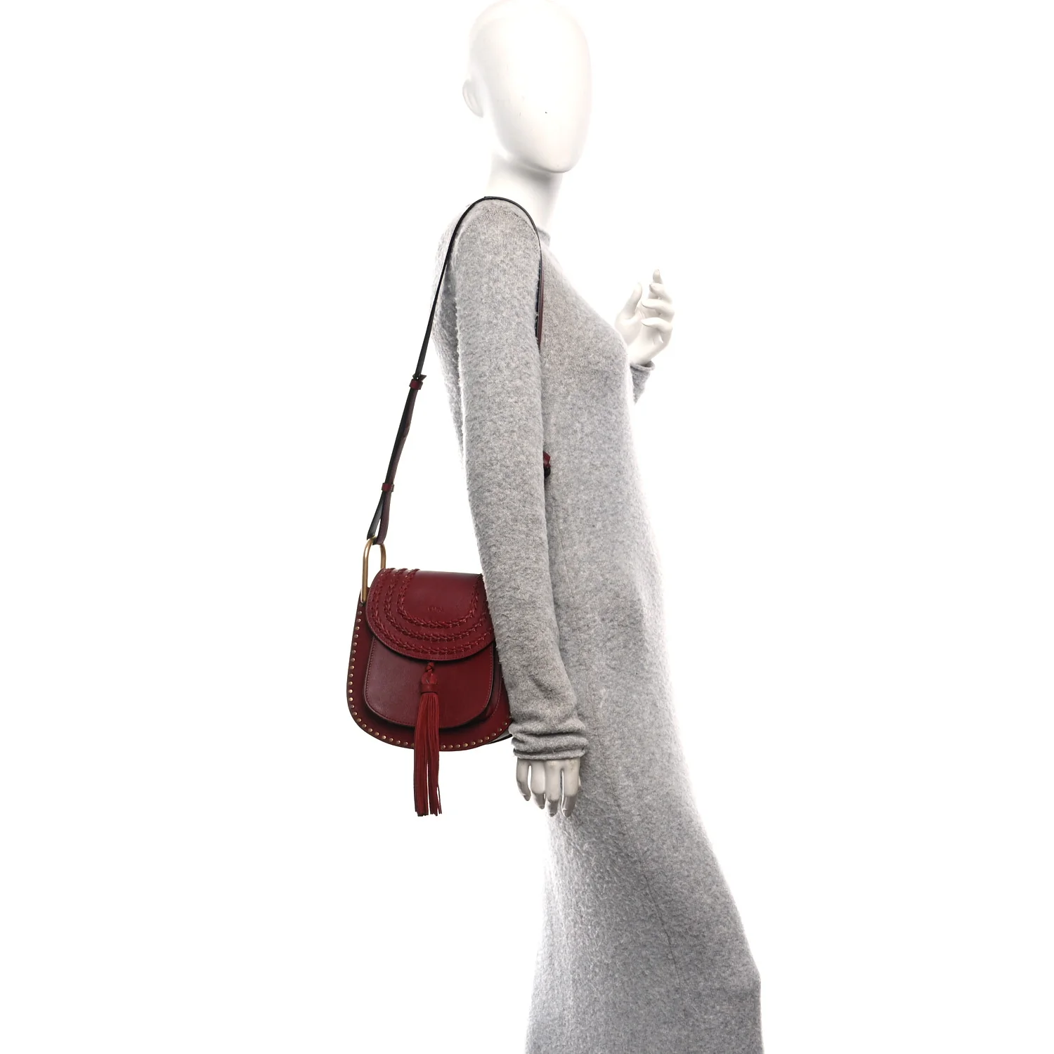 Calfskin Braided Small Hudson Shoulder Bag Sienna Red - Image 2