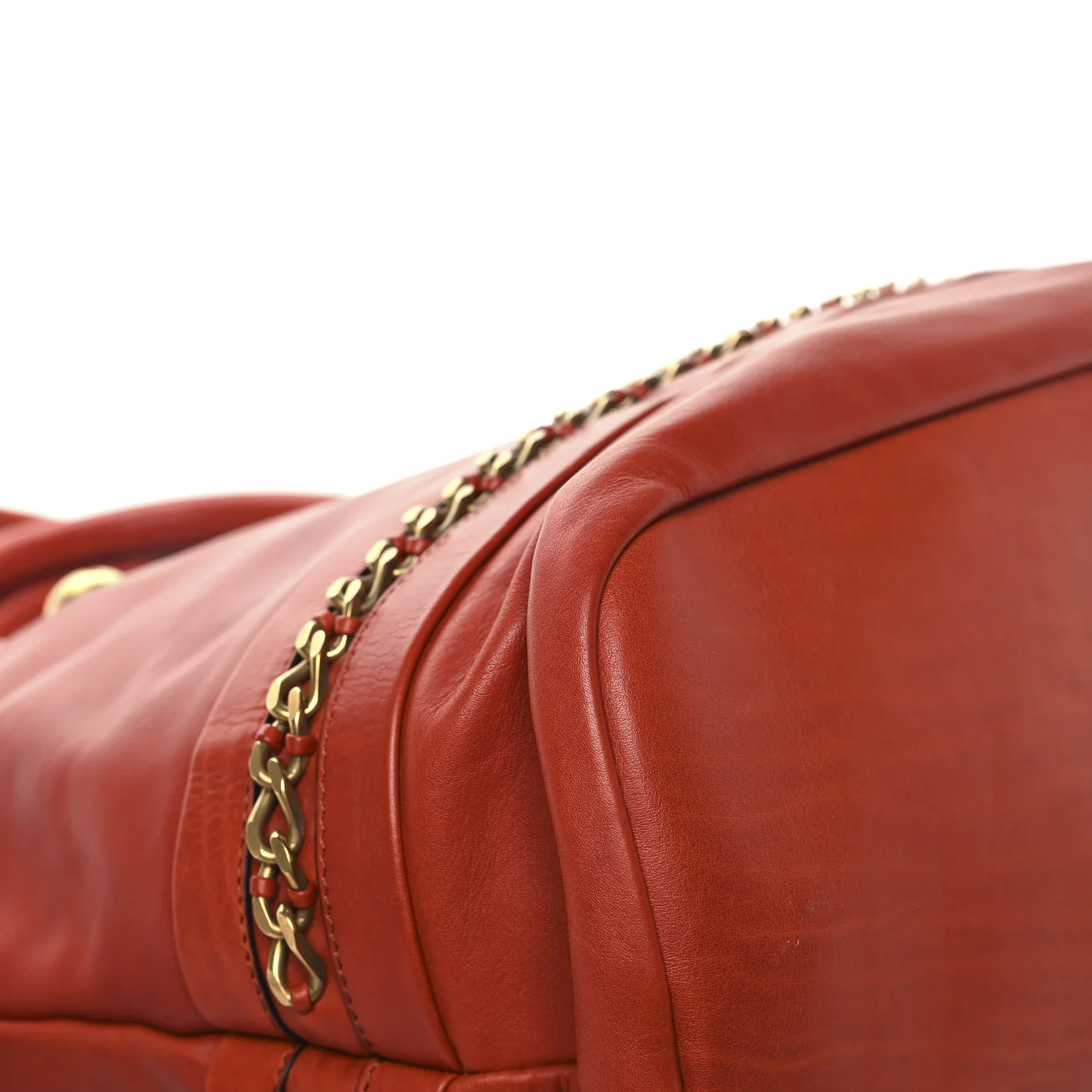Calfskin Kira Convertible Bowler Bag Brick Red - Image 8