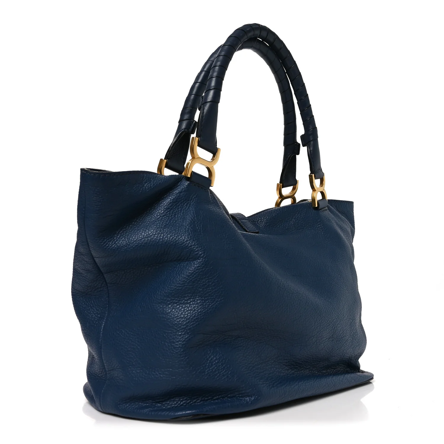 Calfskin Large New Marcie Tote Royal Navy - Image 3