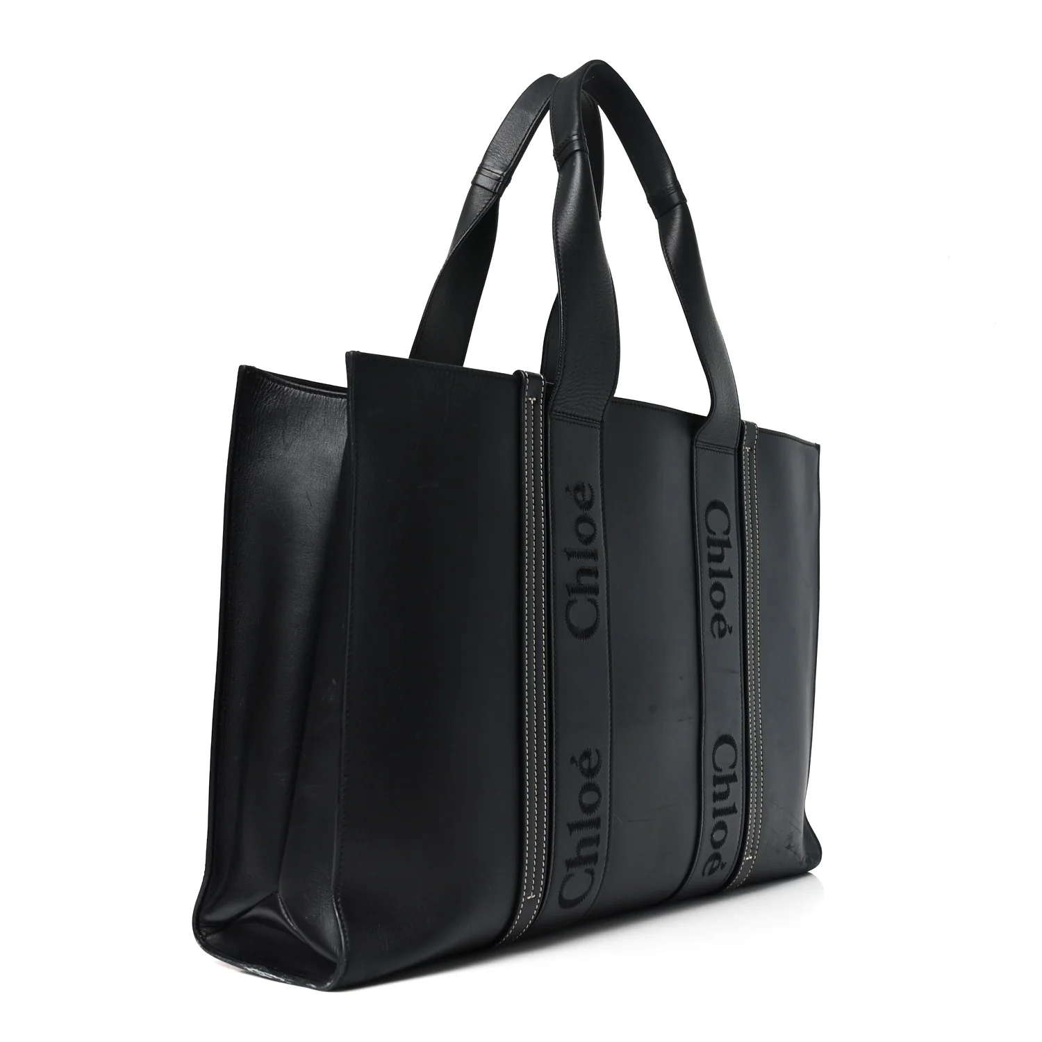 Calfskin Large Woody Tote Black - Image 3