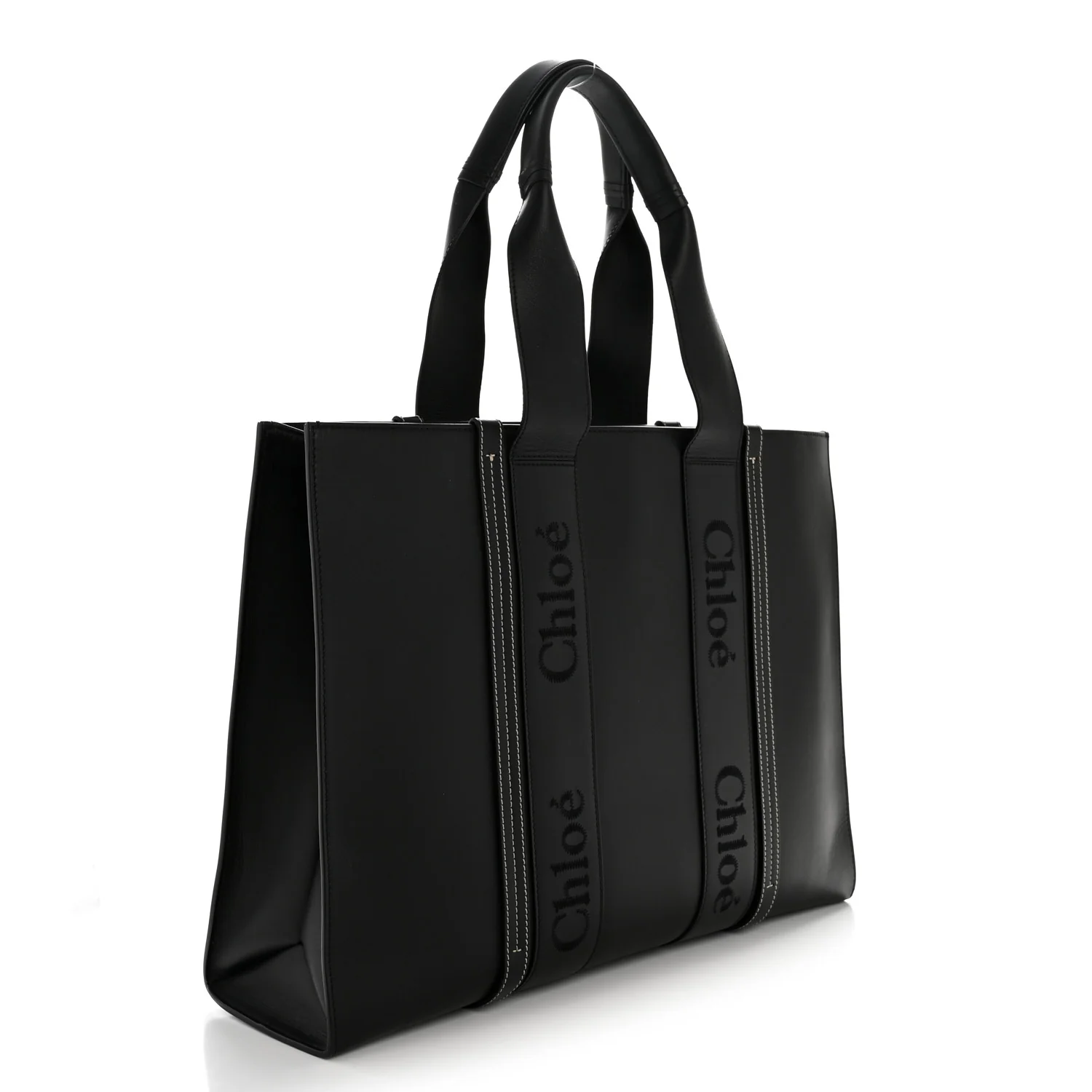 Calfskin Large Woody Tote Black - Image 3
