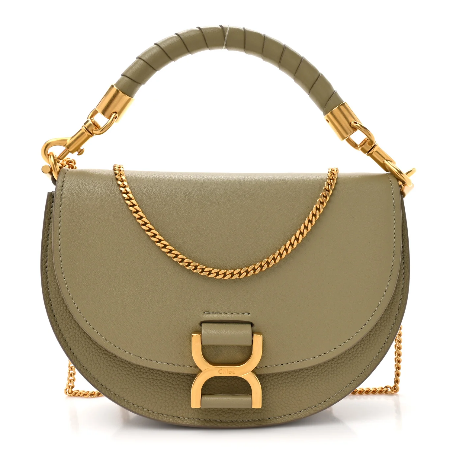 Calfskin Marcie Chain Flap Bag Pottery Green